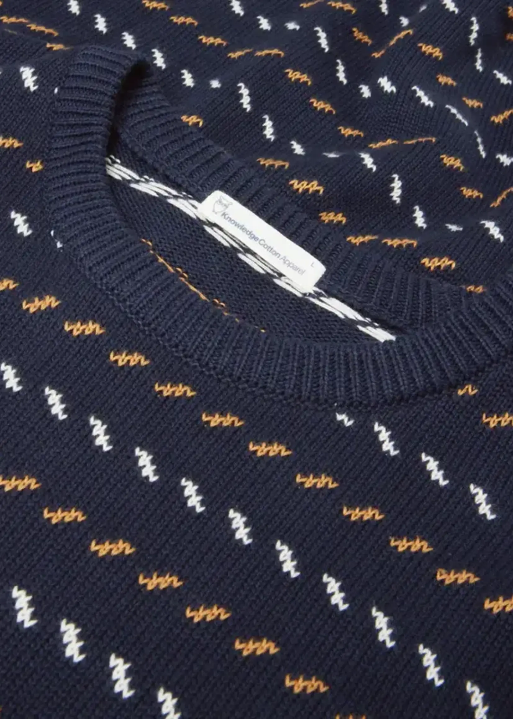 KNOWLEDGE COTTON APPAREL KNOWLEDGE COTTON APP OC JACQUARD KNIT NIGHT SKY