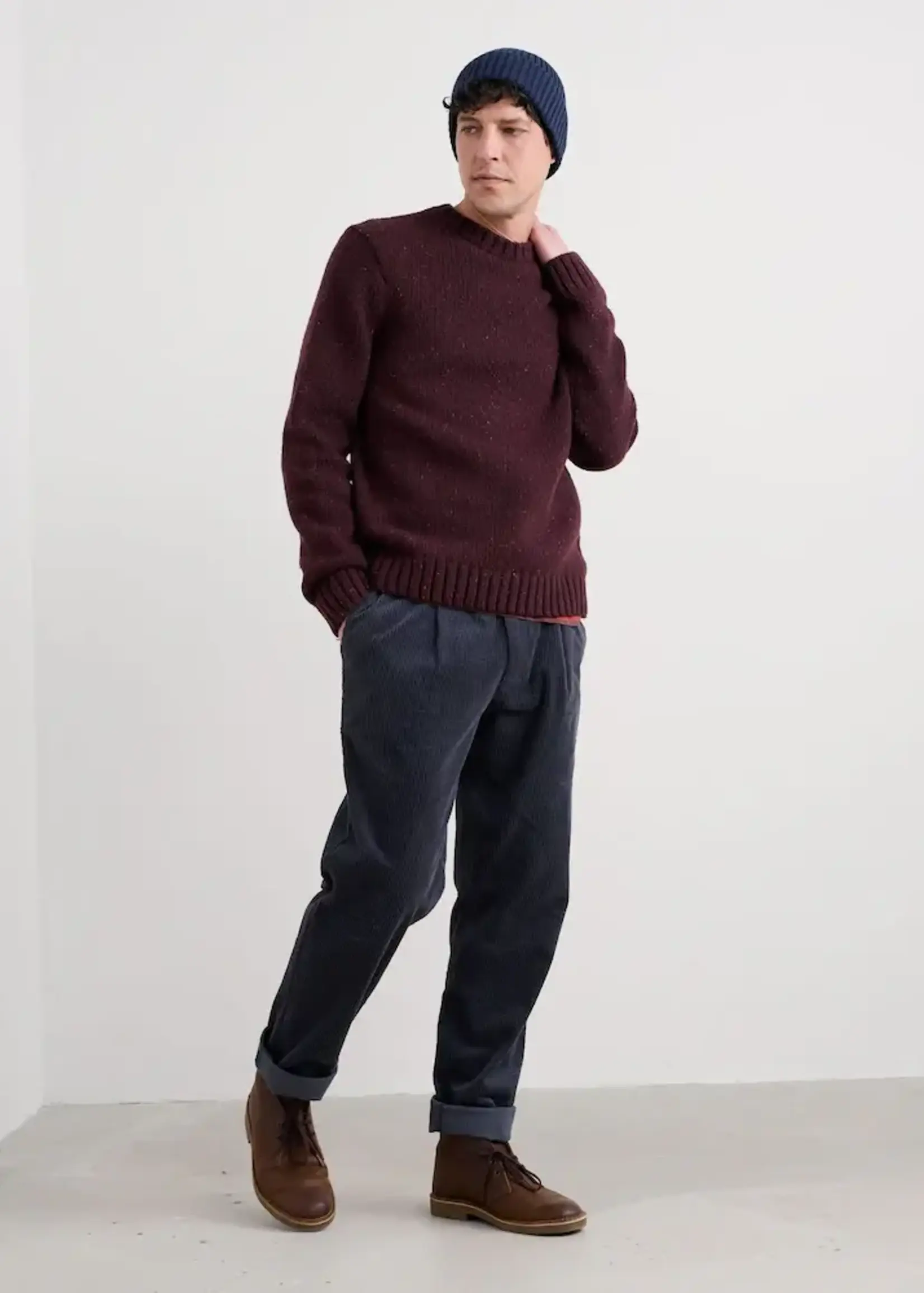 SEASALT CORNWALL SEASALT MEN’S BIZEN JUMPER MERLOT