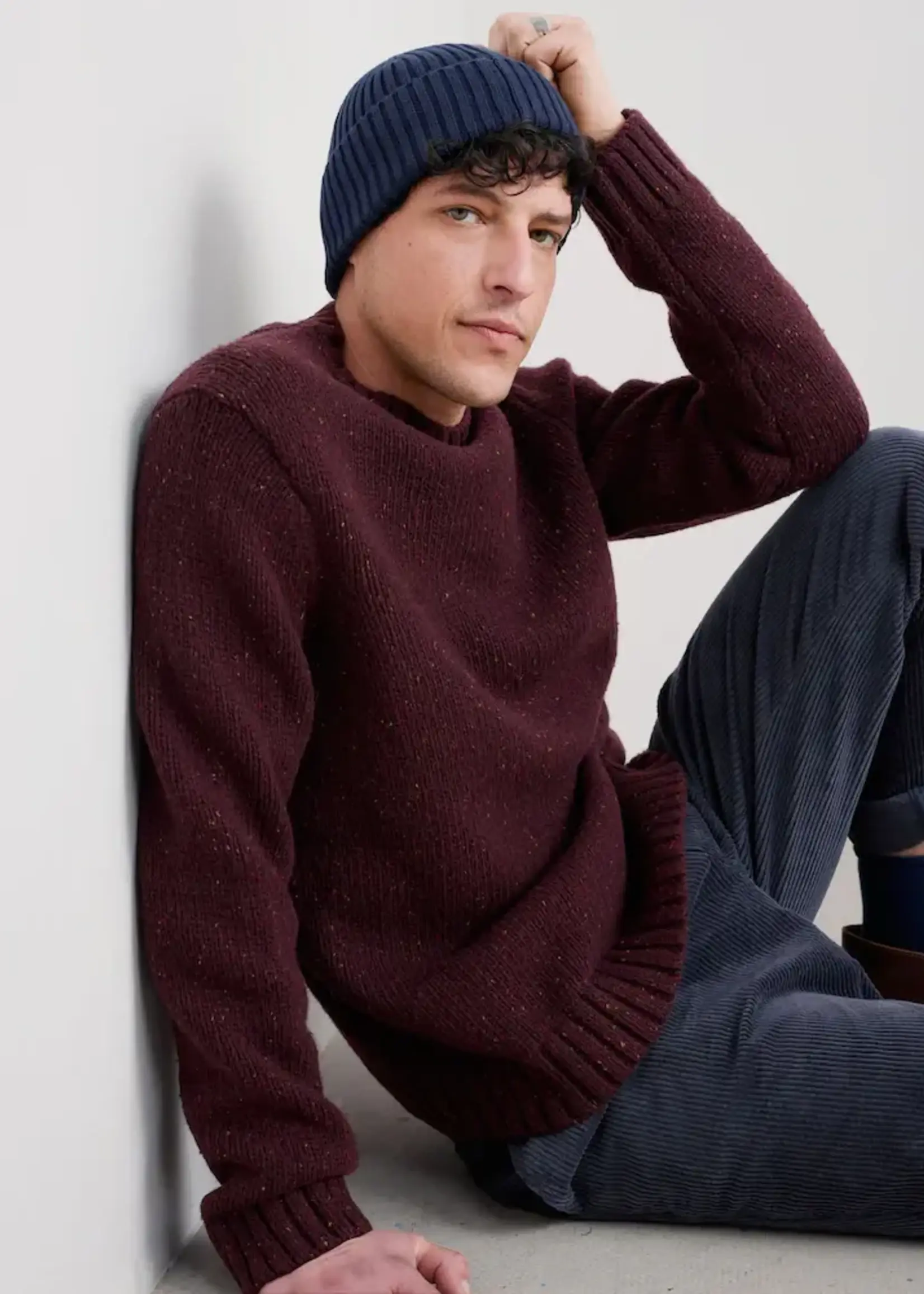 SEASALT CORNWALL SEASALT MEN’S BIZEN JUMPER MERLOT