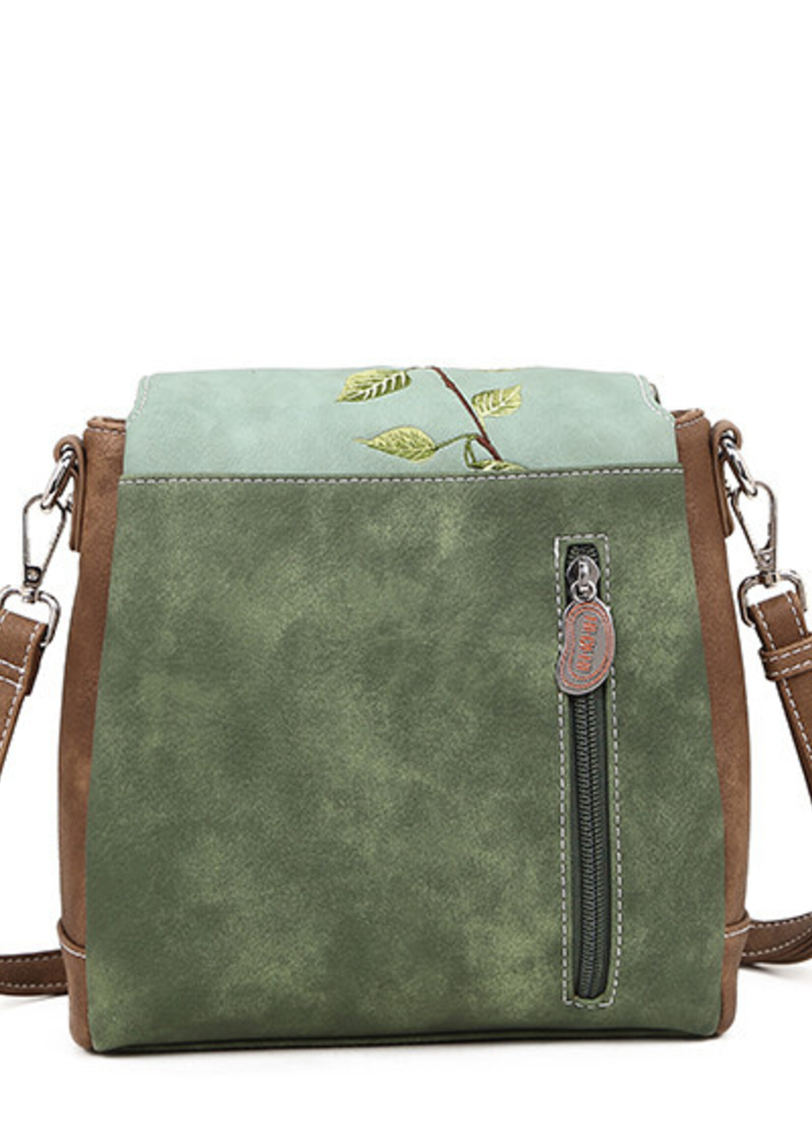 HIDIHI HIDIHI TWEET SCHOUDERTAS LIGHT GREEN DARK BROWN TT03