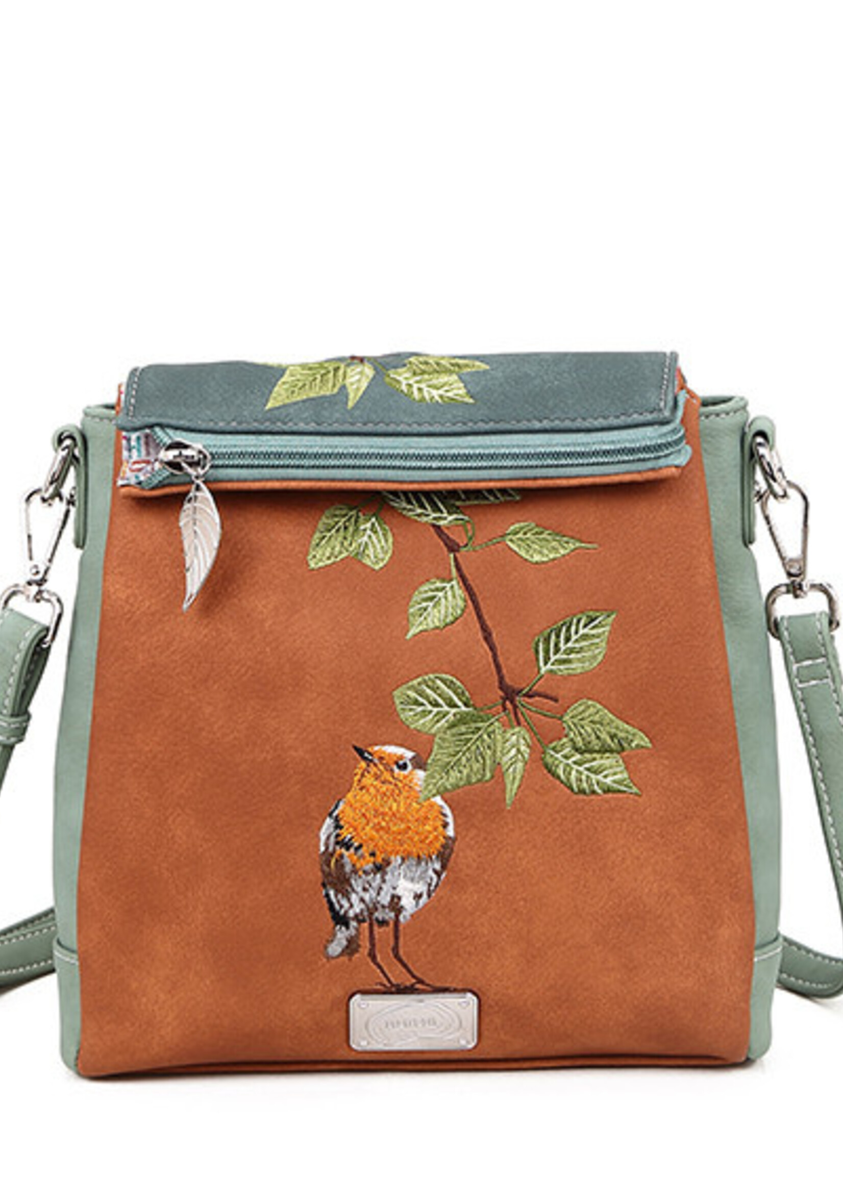 HIDIHI HIDIHI TWEET SCHOUDERTAS COGNAC DARK BLUE LIGHT GREEN TT04