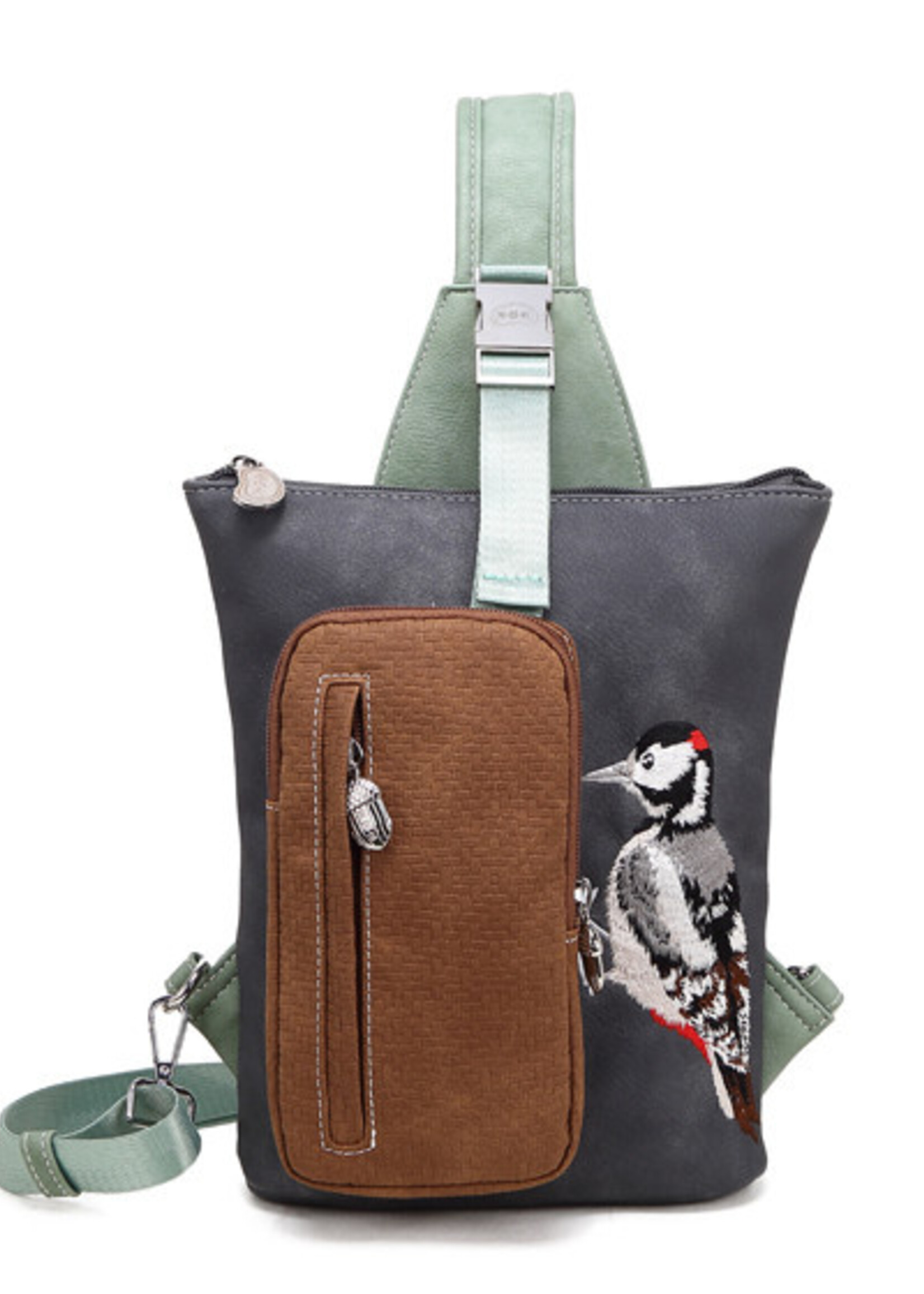 HIDIHI HIDIHI DRUMMER BACKPACK SLING BAND DARK GREY LIGHT GREEN DR08