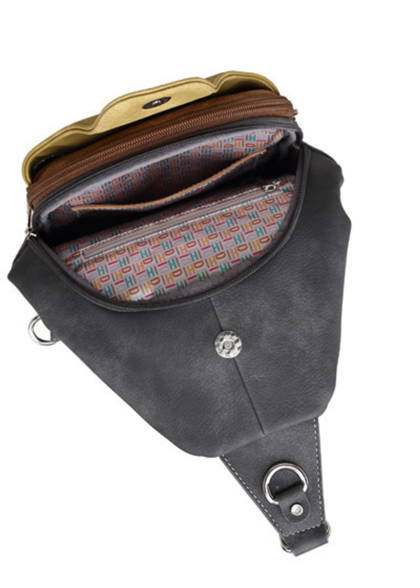 HIDIHI HIDIHI WANDER CROSS BODY DARK GREY YELLOW WA04