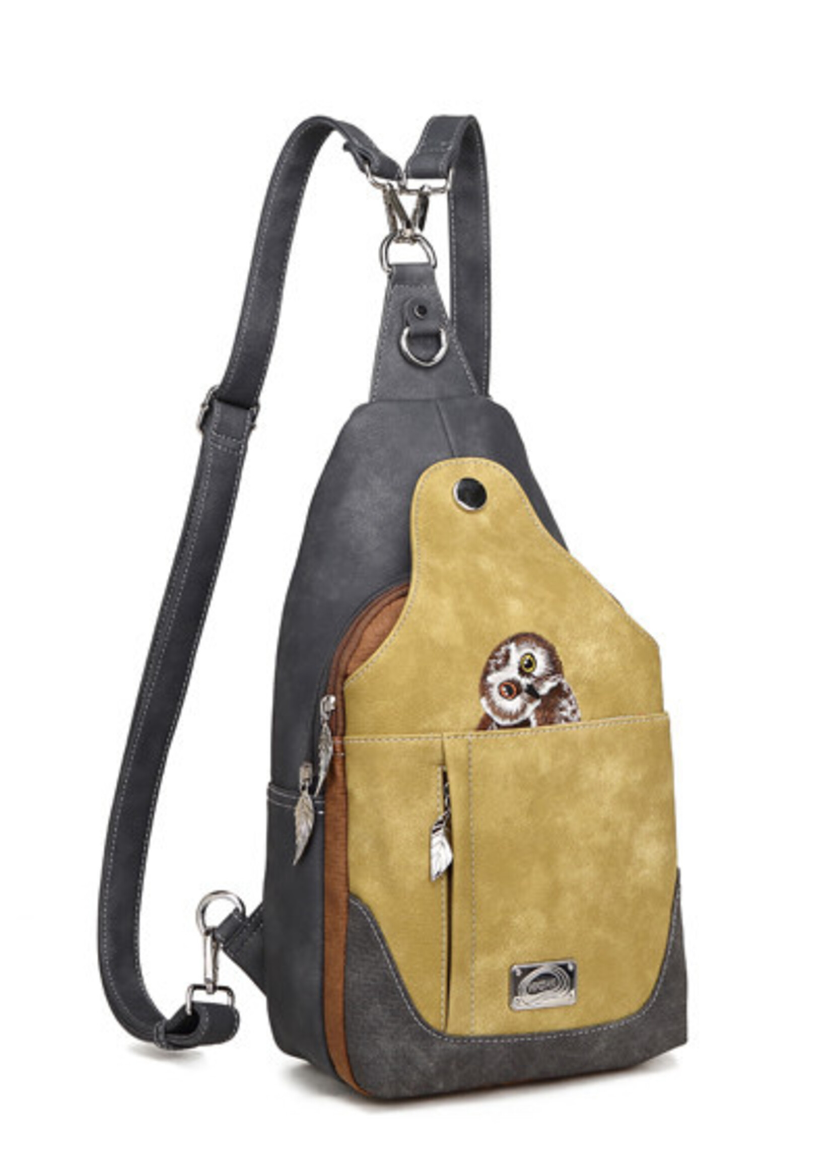 HIDIHI HIDIHI WANDER CROSS BODY DARK GREY YELLOW WA04