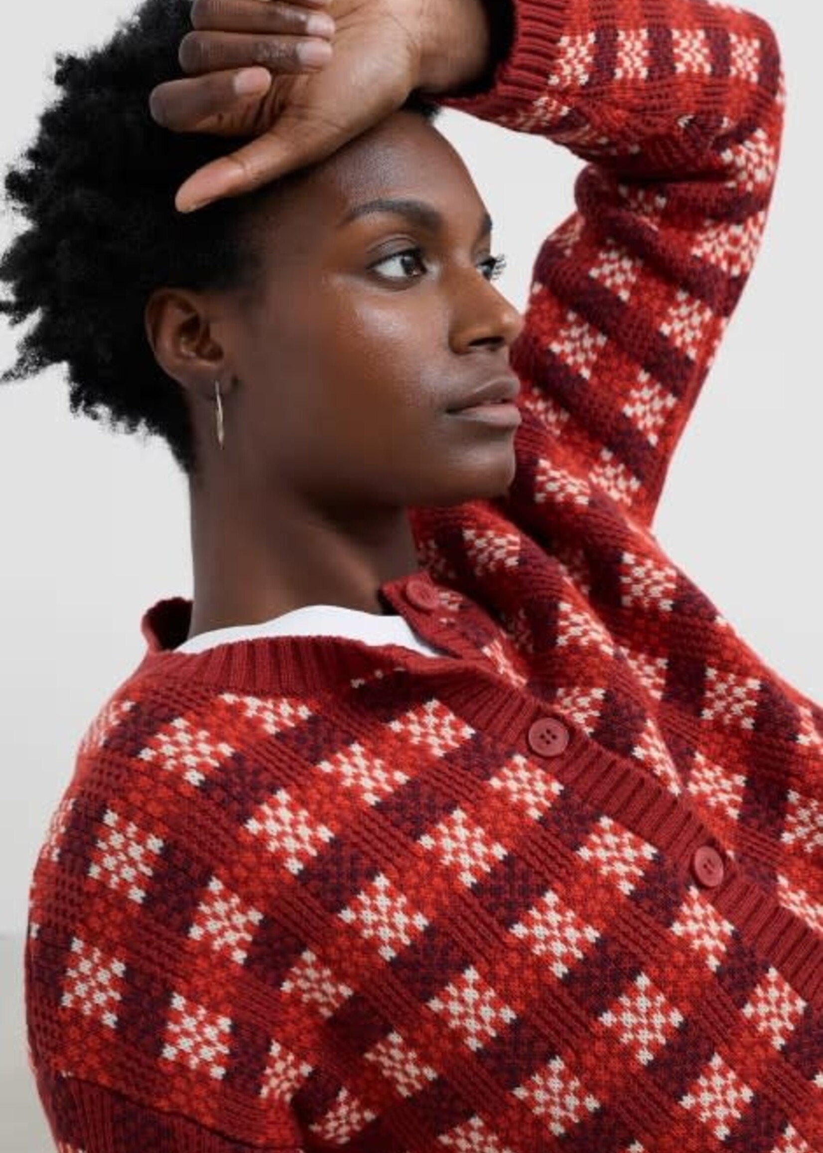 SEASALT CORNWALL SEASALT KENSA CARDIGAN CIRCLET DEEP RUST CHALK