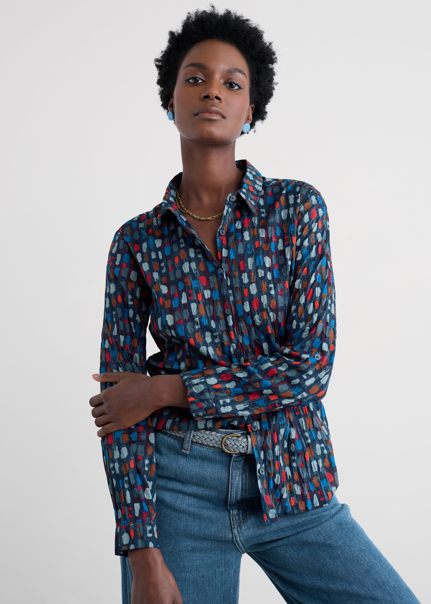 SEASALT CORNWALL SEASALT LARISSA SHIRT DYE STROKES DARK LUGGER
