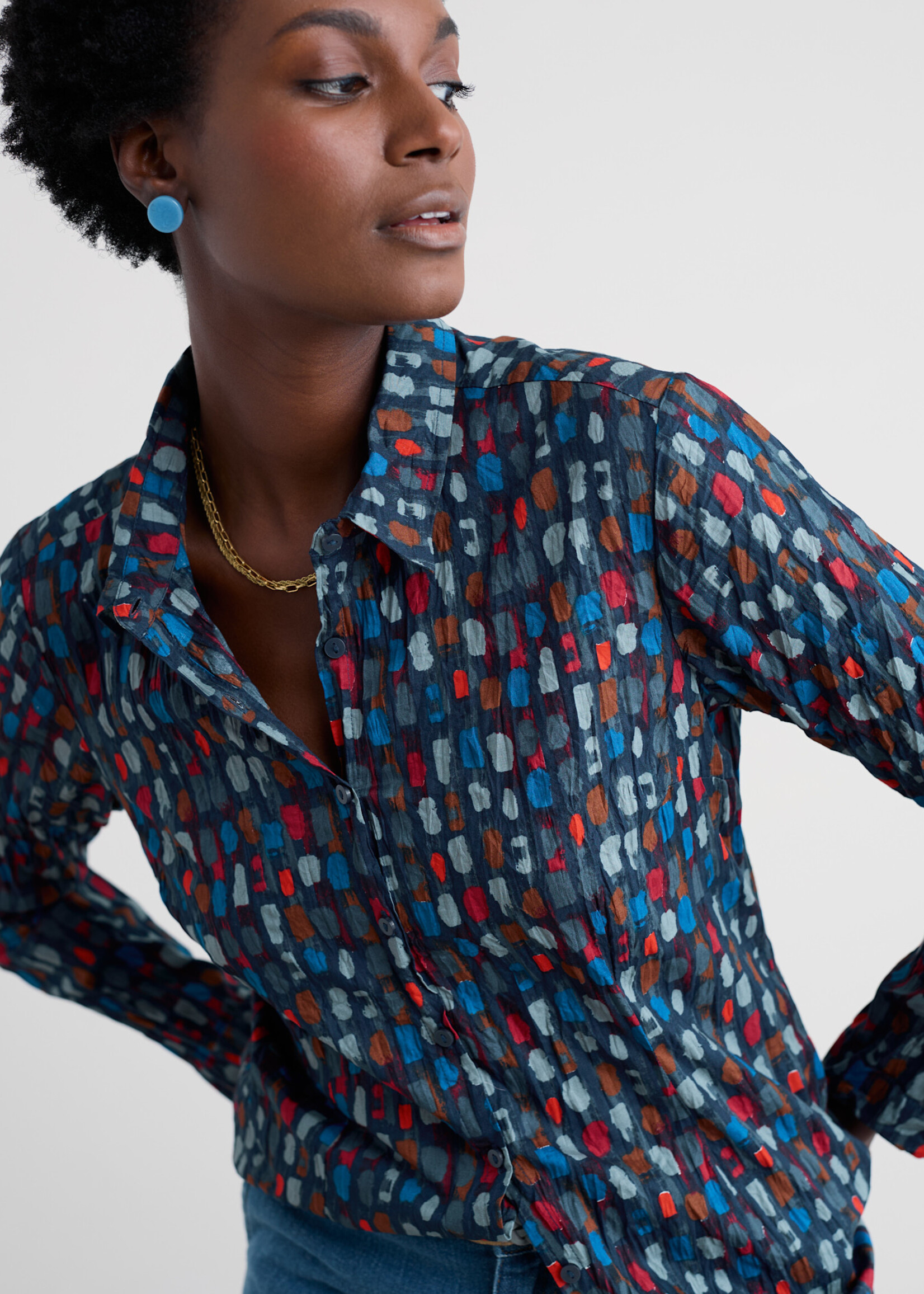 SEASALT CORNWALL SEASALT LARISSA SHIRT DYE STROKES DARK LUGGER