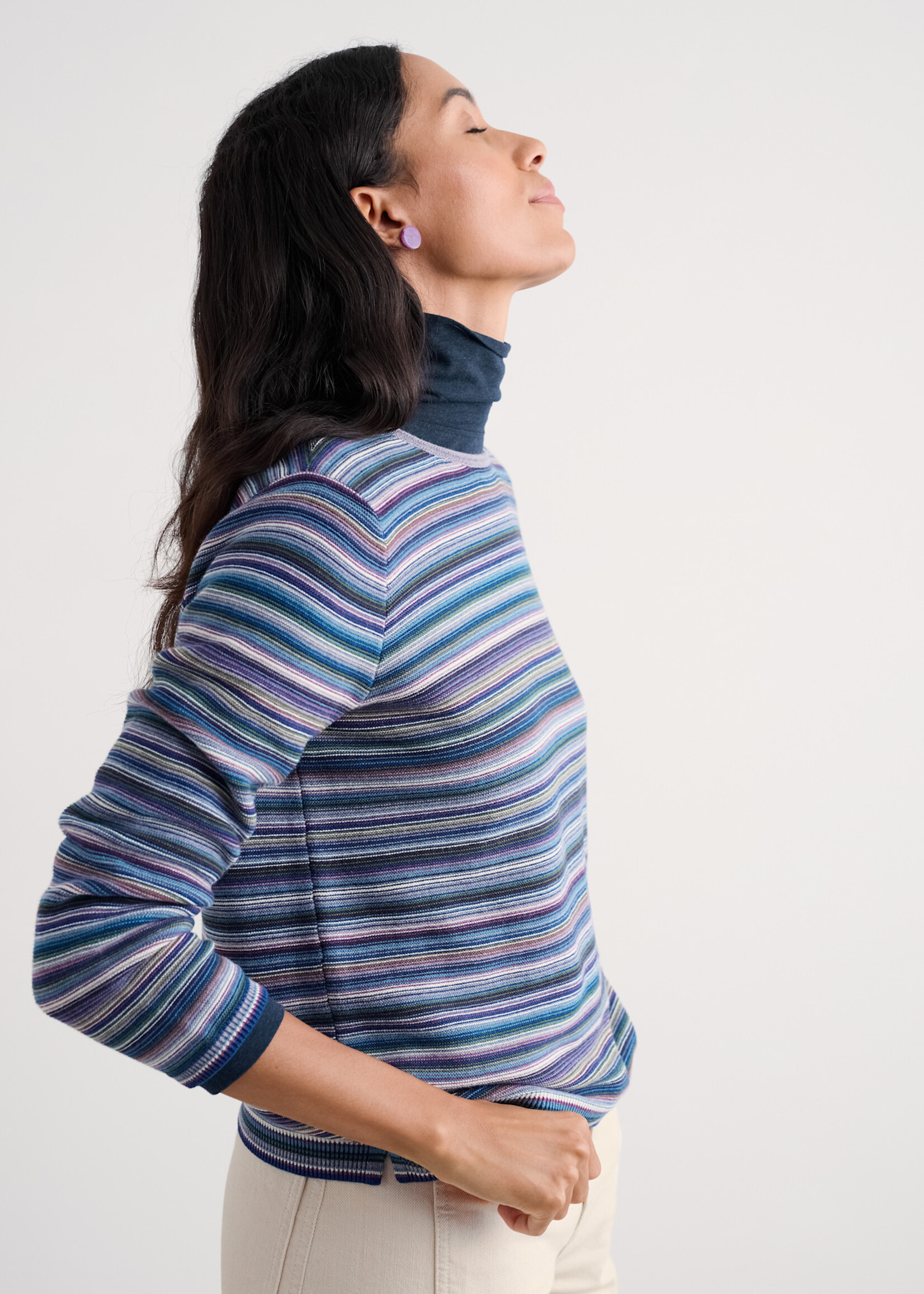 SEASALT CORNWALL SEASALT MAKERS JUMPER RIPPLE MARKS GRAPE THISTLE MIX