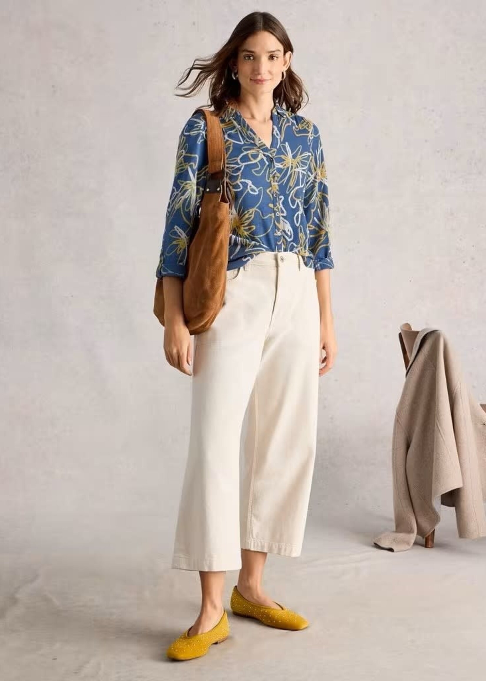 WHITE STUFF WHITE STUFF ANNIE JERSEY SHIRT BLUE PRINT