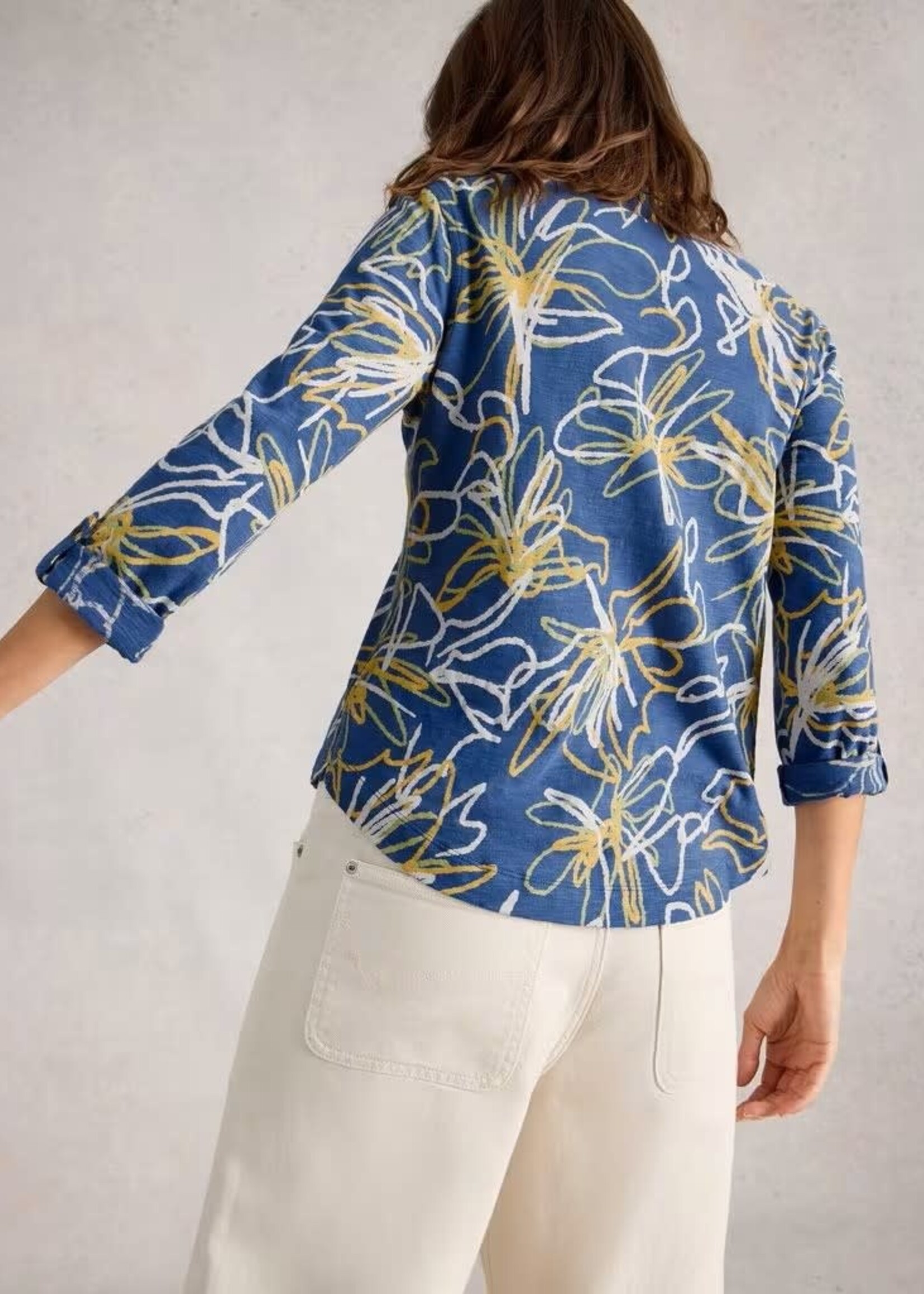 WHITE STUFF WHITE STUFF ANNIE JERSEY SHIRT BLUE PRINT