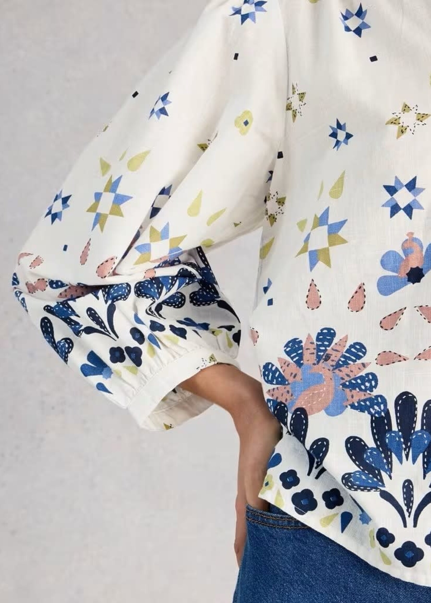 WHITE STUFF WHITE STUFF LANA TOP IVORY MULTI