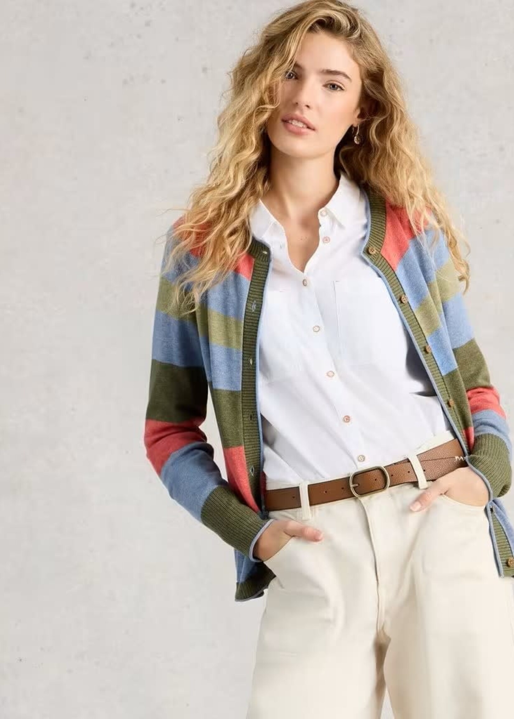 WHITE STUFF WHITE STUFF LULU STRIPE CARDIGAN STRIPE GREEN MULTI