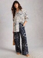 WHITE STUFF WHITE STUFF ALLY LINEN WIDE LEG TROUSER NAVY PRINT
