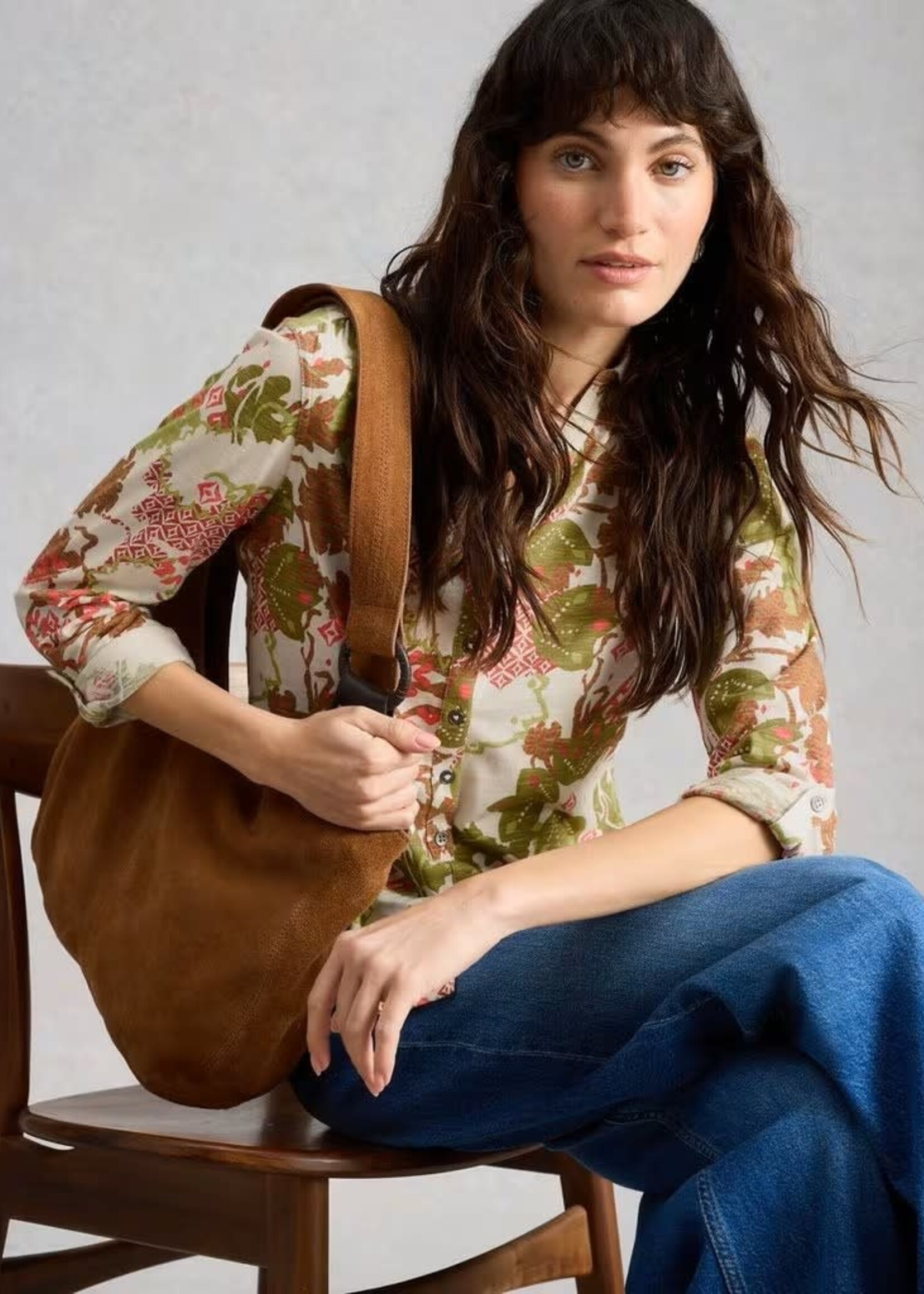 WHITE STUFF WHITE STUFF ANNIE JERSEY SHIRT GREEN MULTI