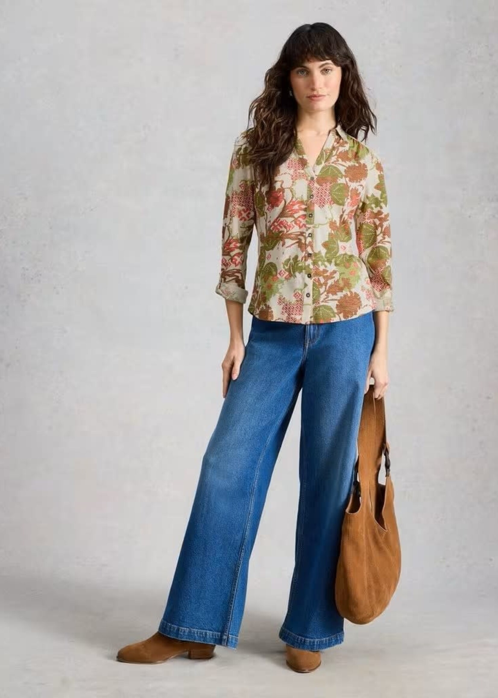 WHITE STUFF WHITE STUFF ANNIE JERSEY SHIRT GREEN MULTI