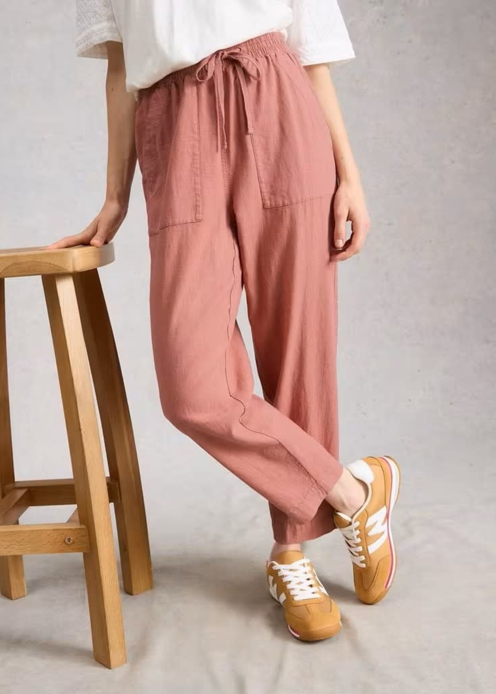 WHITE STUFF WHITE STUFF ELLE LINEN BLEND TROUSER DUS PINK