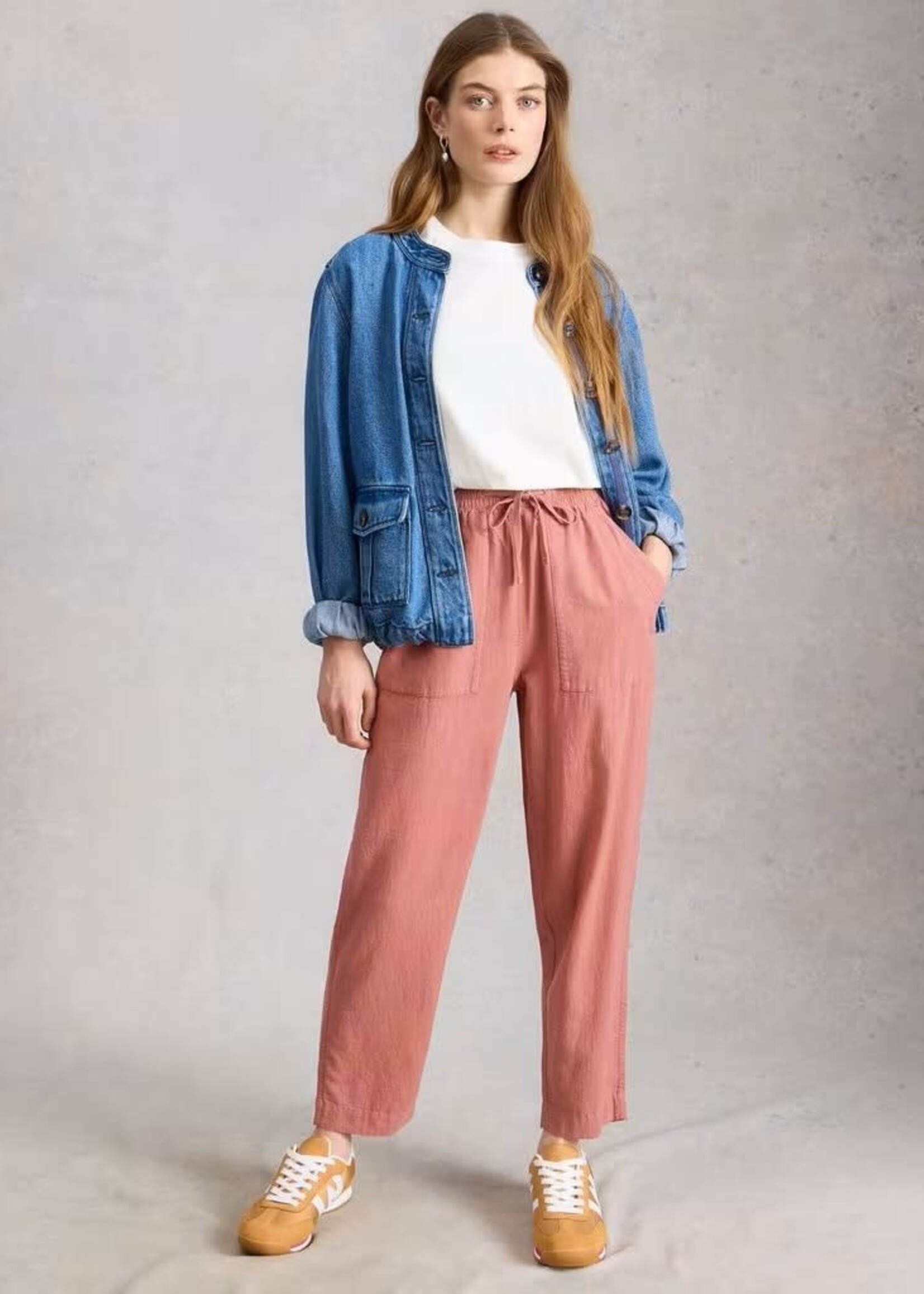 WHITE STUFF WHITE STUFF ELLE LINEN BLEND TROUSER DUS PINK