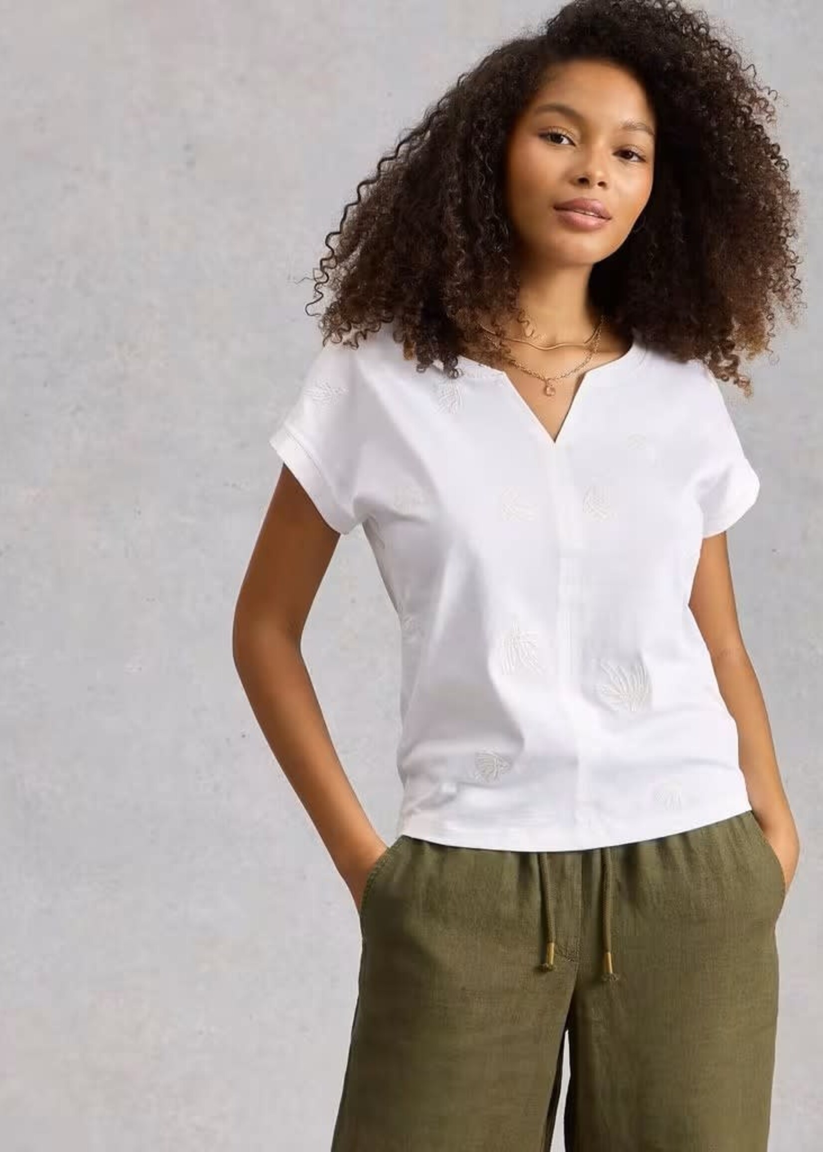 WHITE STUFF WHITE STUFF NELLY EMBROIDERED TEE BRILLIANT WHITE