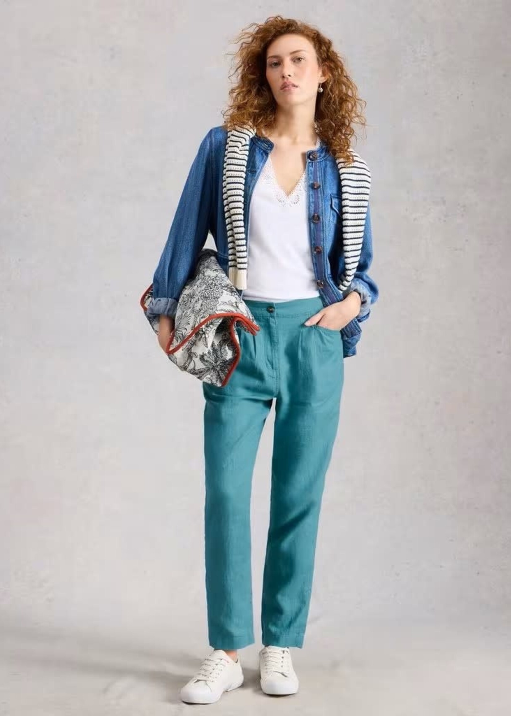 WHITE STUFF WHITE STUFF ROWENA LINEN TROUSER MID TEAL