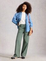 WHITE STUFF WHITE STUFF TIA WIDE LEG FULL LENGTH JEANS MID GREEN