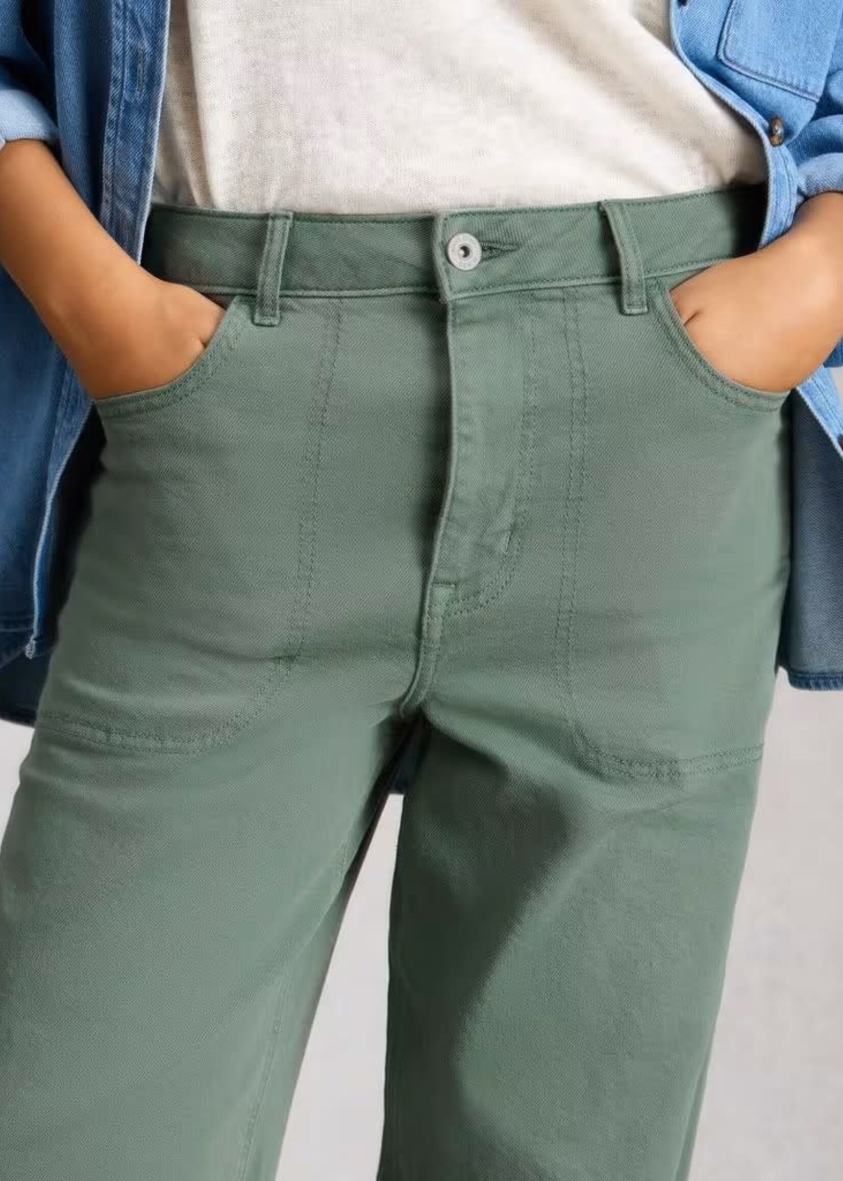 WHITE STUFF WHITE STUFF TIA WIDE LEG FULL LENGTH JEANS MID GREEN