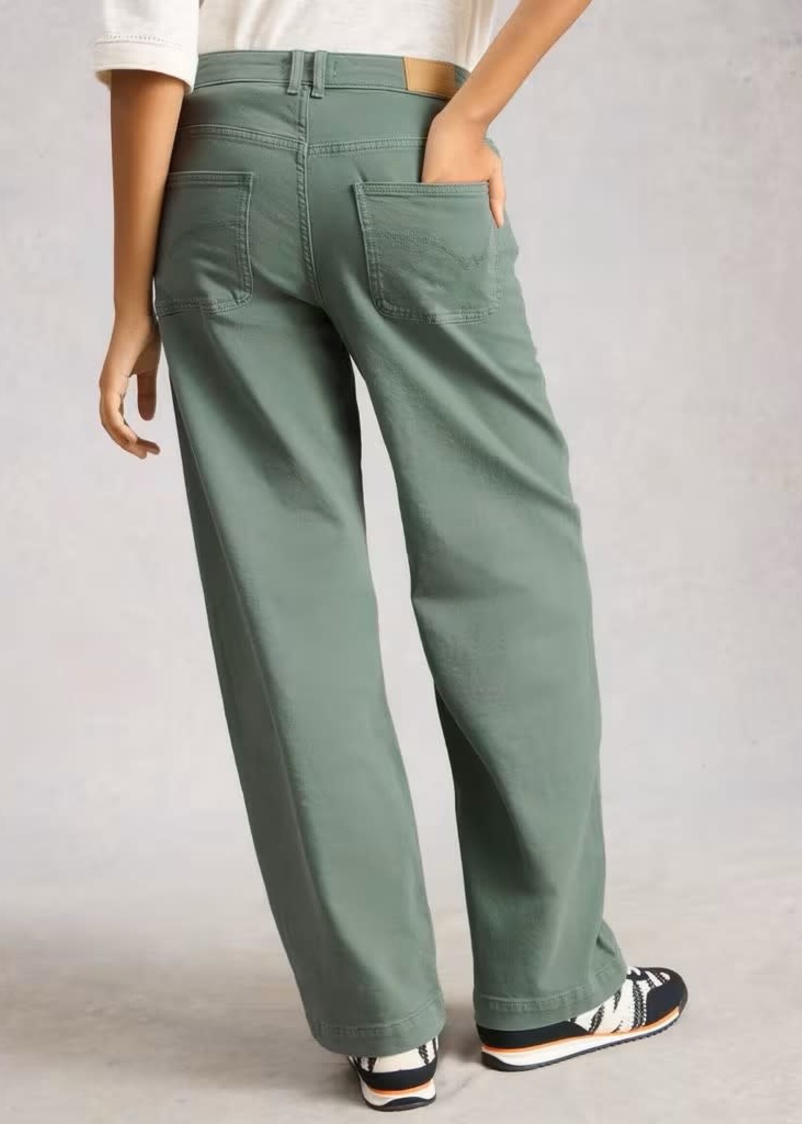 WHITE STUFF WHITE STUFF TIA WIDE LEG FULL LENGTH JEANS MID GREEN