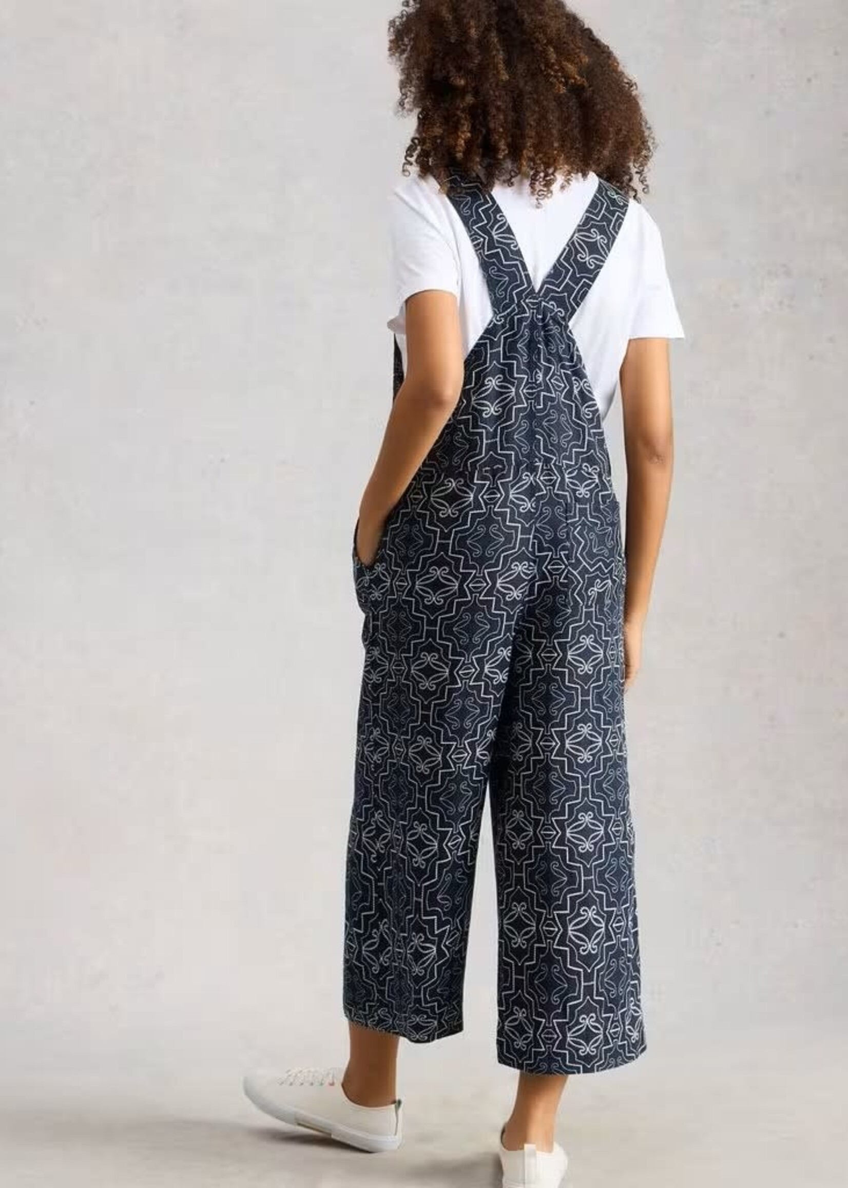 WHITE STUFF WHITE STUFF VIOLA LINEN DUNGAREE NAVY PRINT