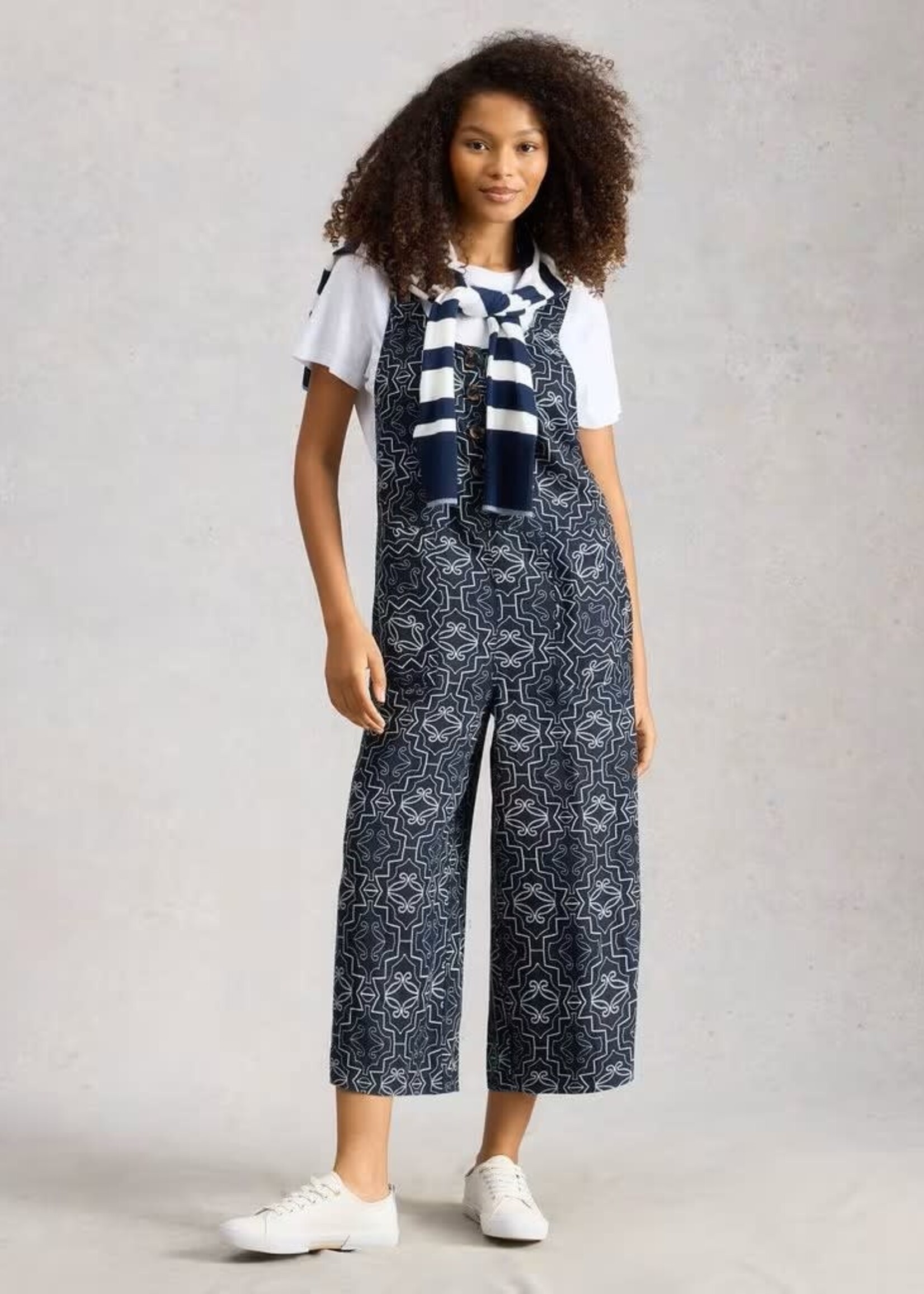 WHITE STUFF WHITE STUFF VIOLA LINEN DUNGAREE NAVY PRINT