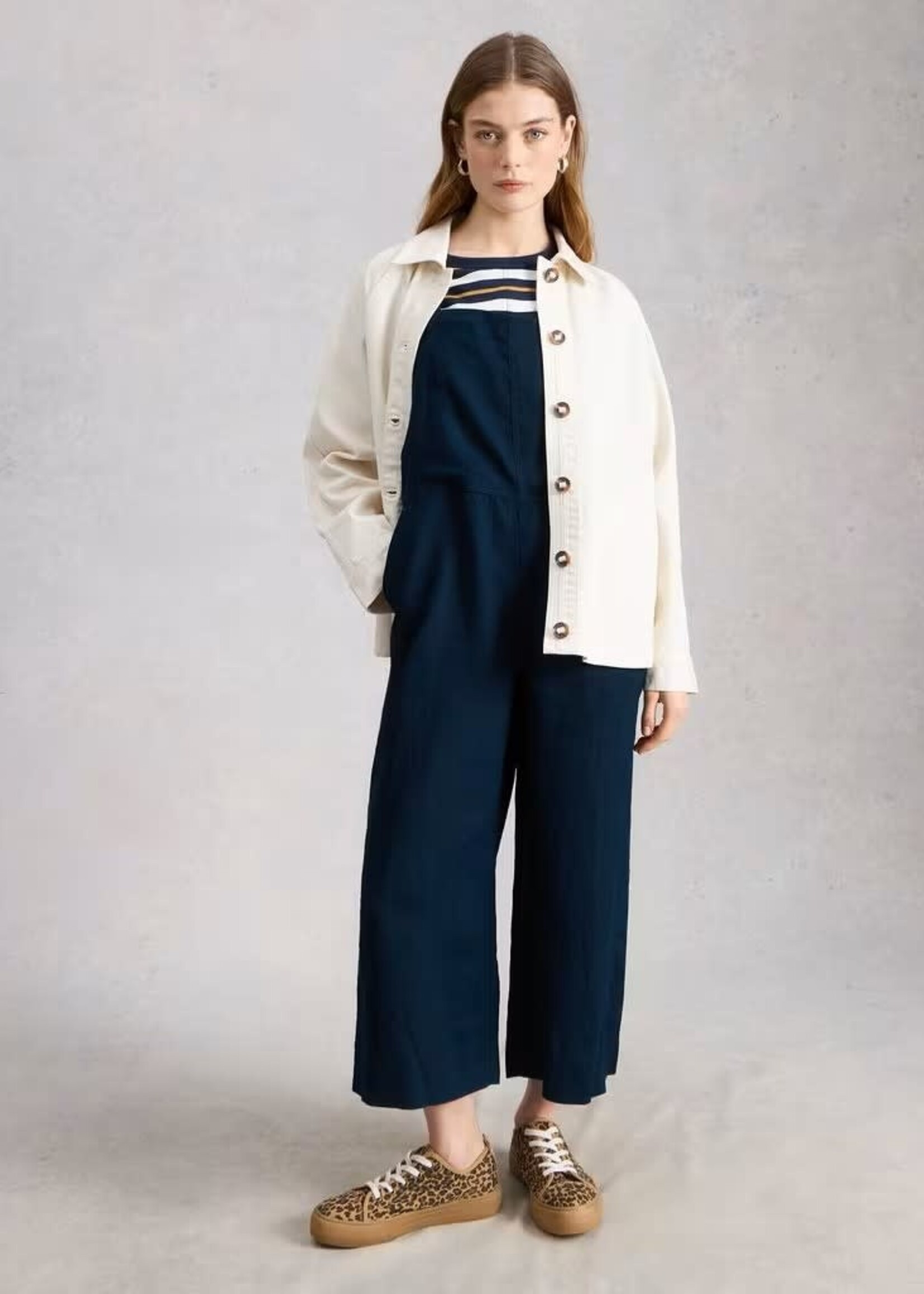 WHITE STUFF WHITE STUFF VIVIAN LINEN DUNGAREE DARK NAVY