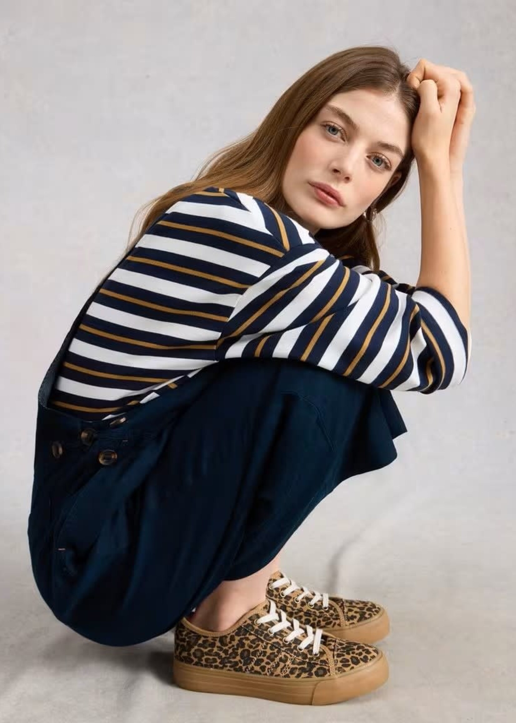 WHITE STUFF WHITE STUFF VIVIAN LINEN DUNGAREE DARK NAVY