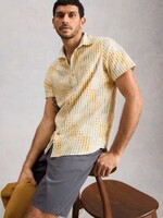 WHITE STUFF WHITE STUFF FINSBURY SS PATCH PRINT SHIRT YELLOW PRINT