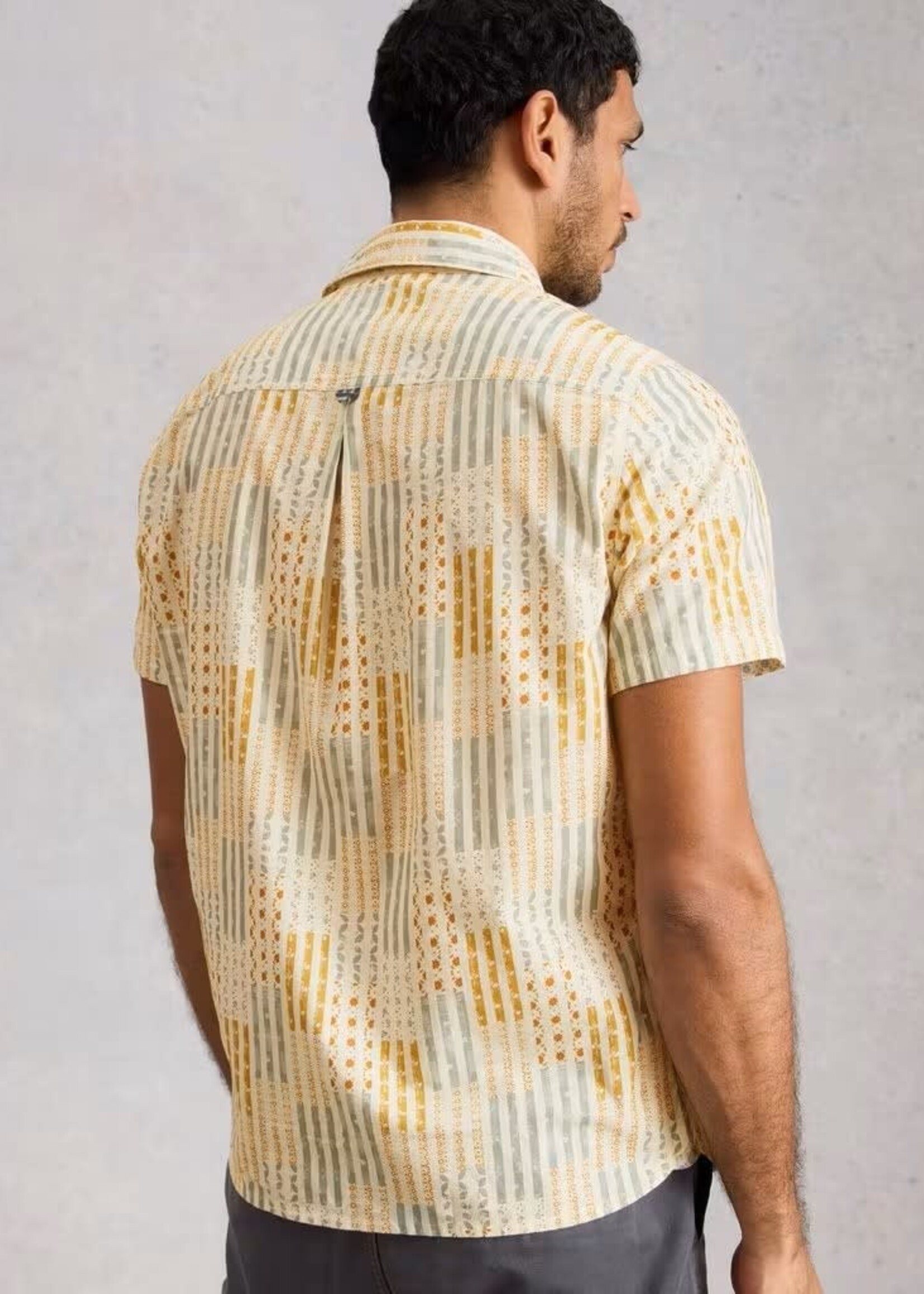WHITE STUFF WHITE STUFF FINSBURY SS PATCH PRINT SHIRT YELLOW PRINT