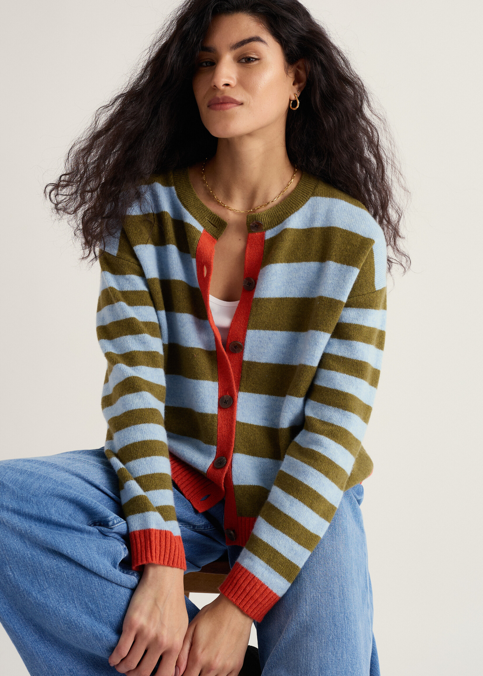 SEASALT CORNWALL SEASALT PINWELL CARDIGAN BRIGHT SHAPE SEAGRASS MIX