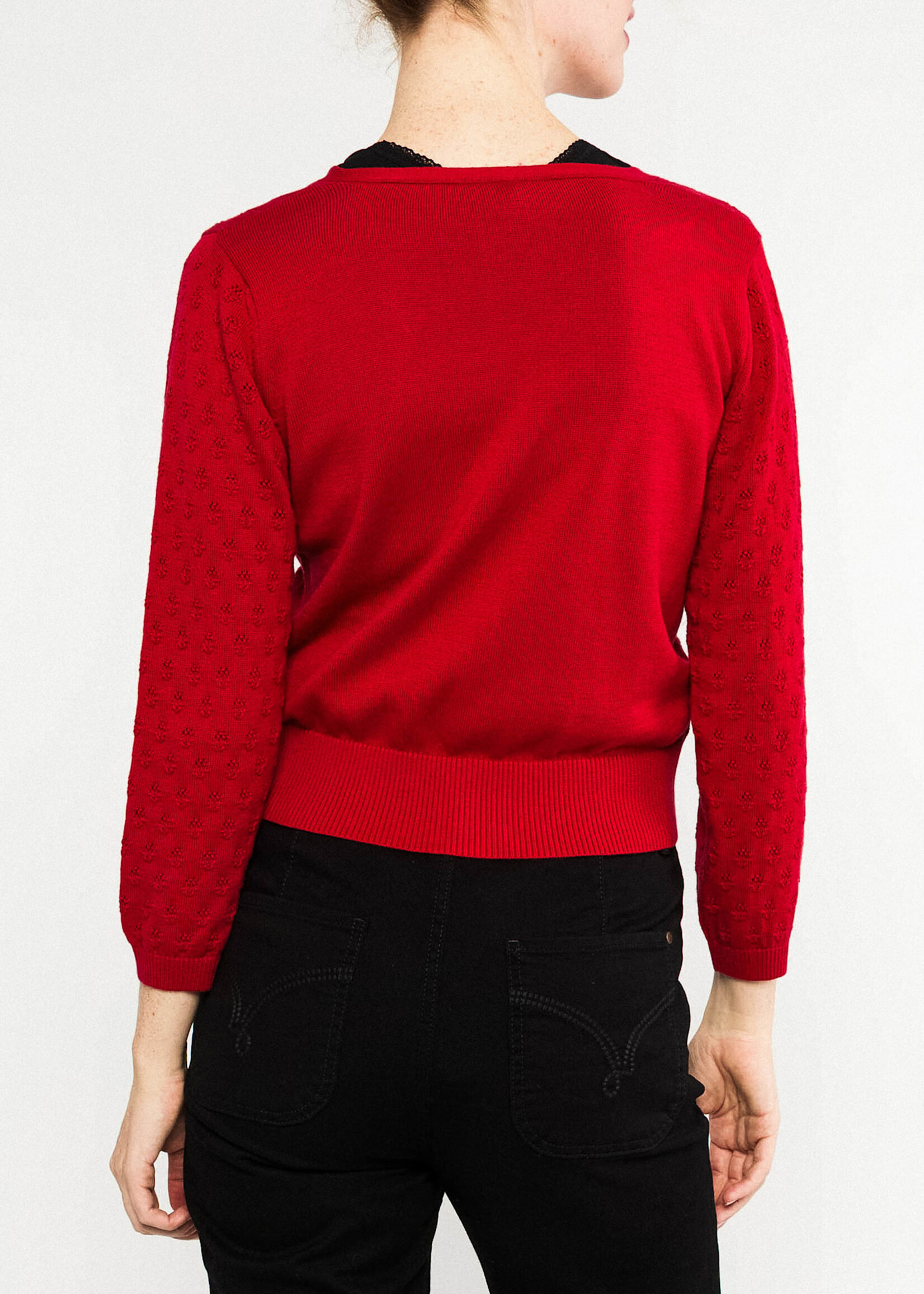 BLUTSGESCHWISTER BLUTSGESCHWISTER SWEET PETITE TASTY CHERRY KNIT CARDIGAN