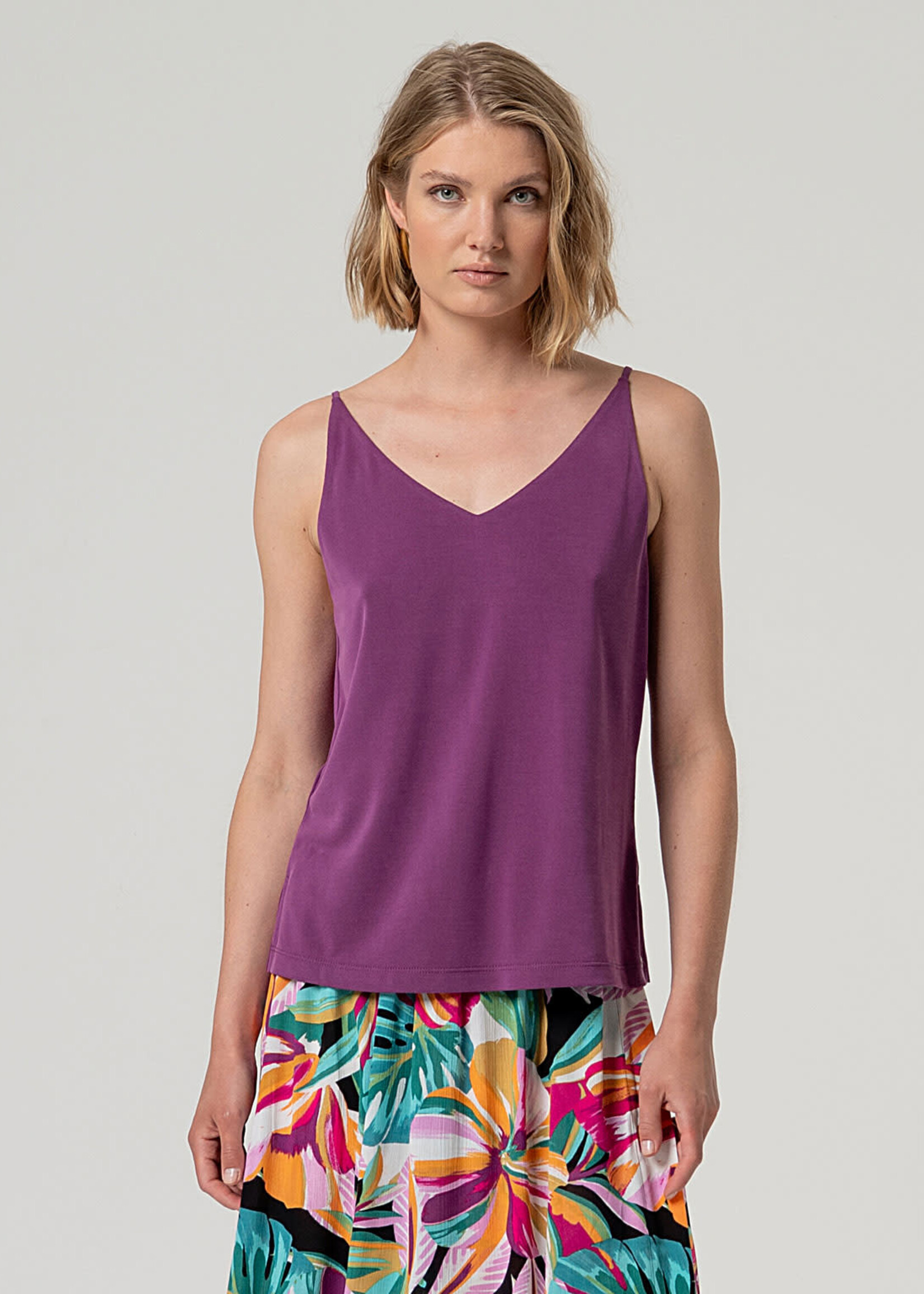 SURKANA SURKANA V NECK STRAP TOP PURPLE