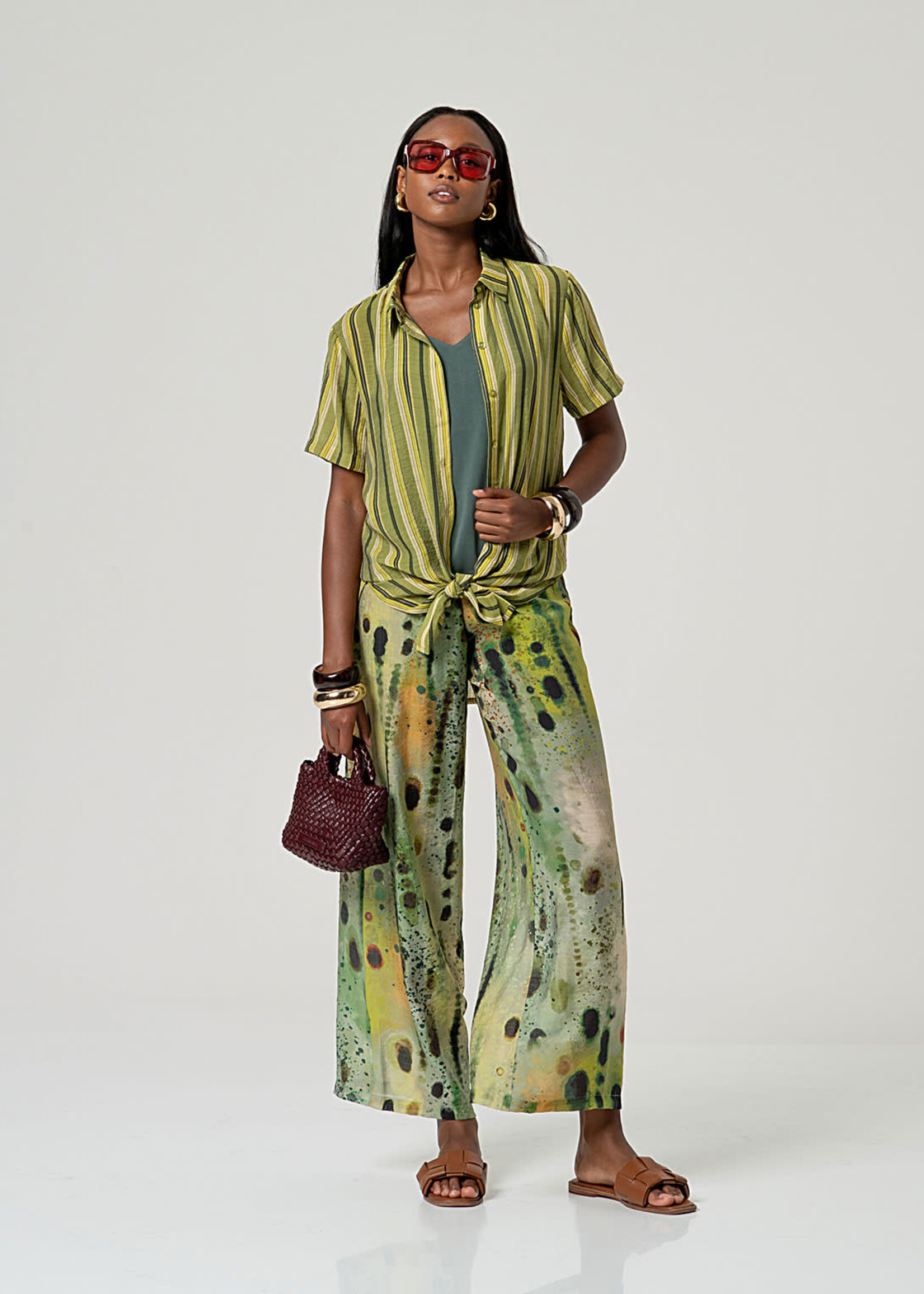 SURKANA SURKANA V NECK STRAP TOP GREEN