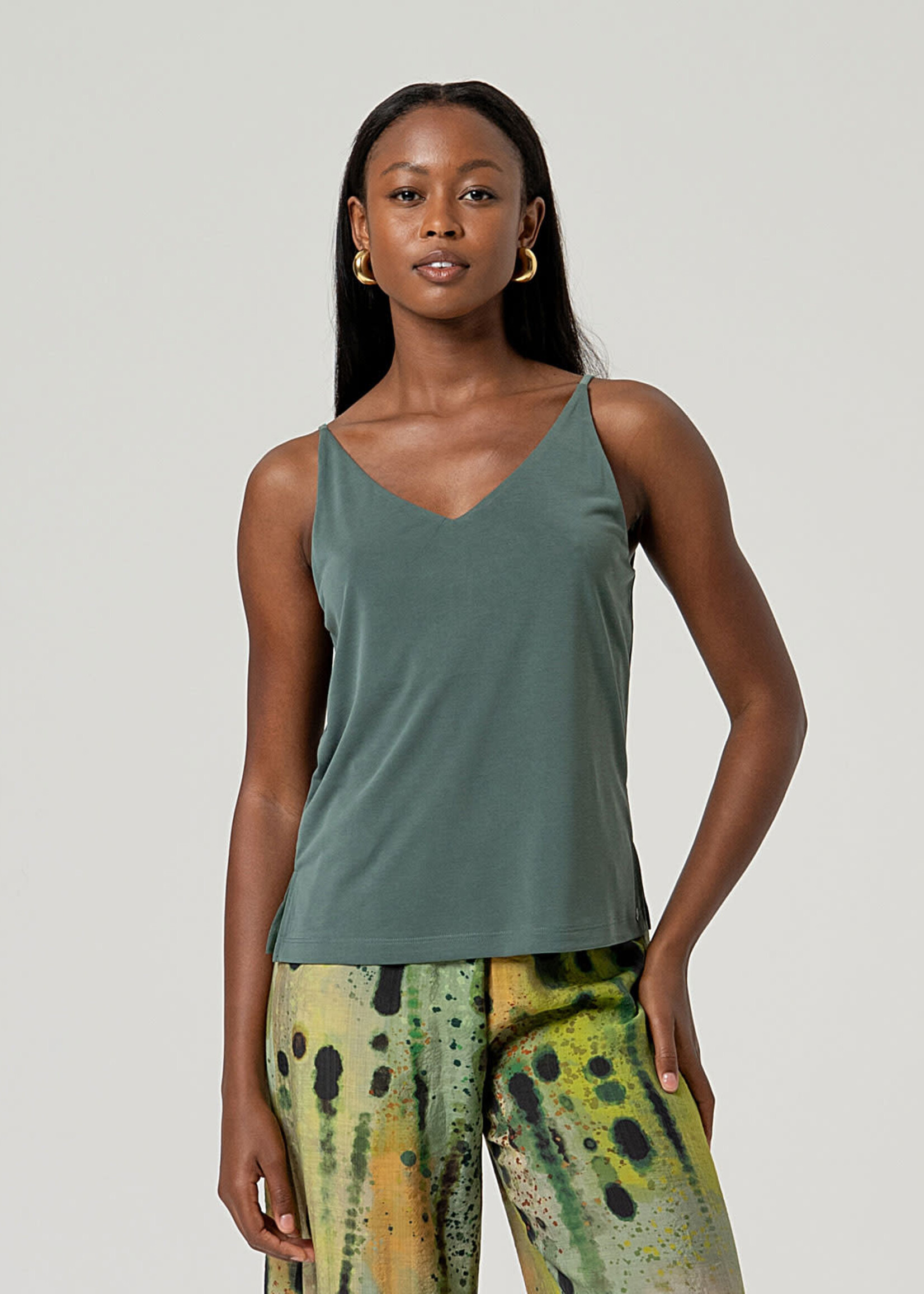 SURKANA SURKANA V NECK STRAP TOP GREEN
