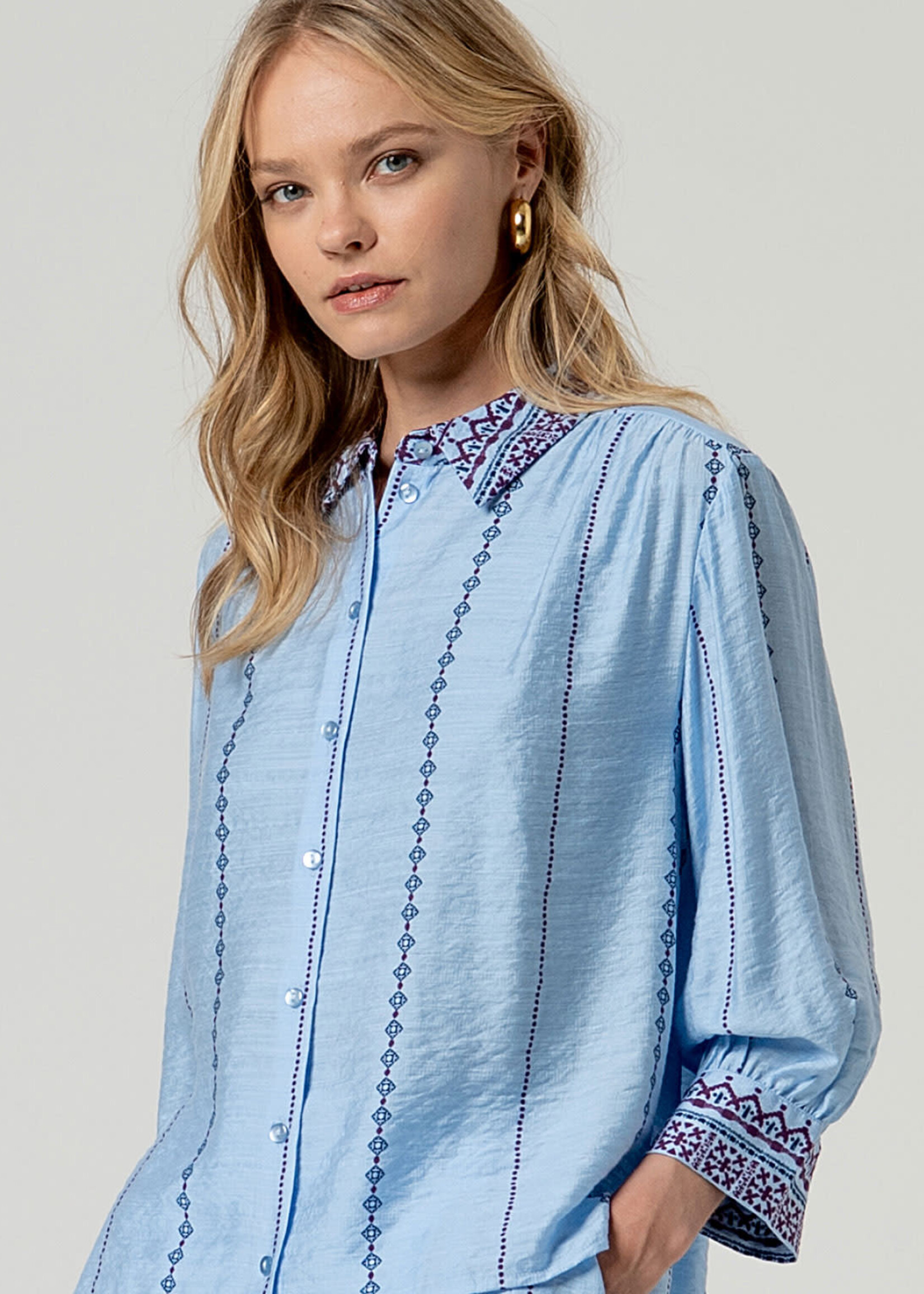 SURKANA SURKANA 3/4 WIDE SLEEVE SHIRT SKYE BLUE