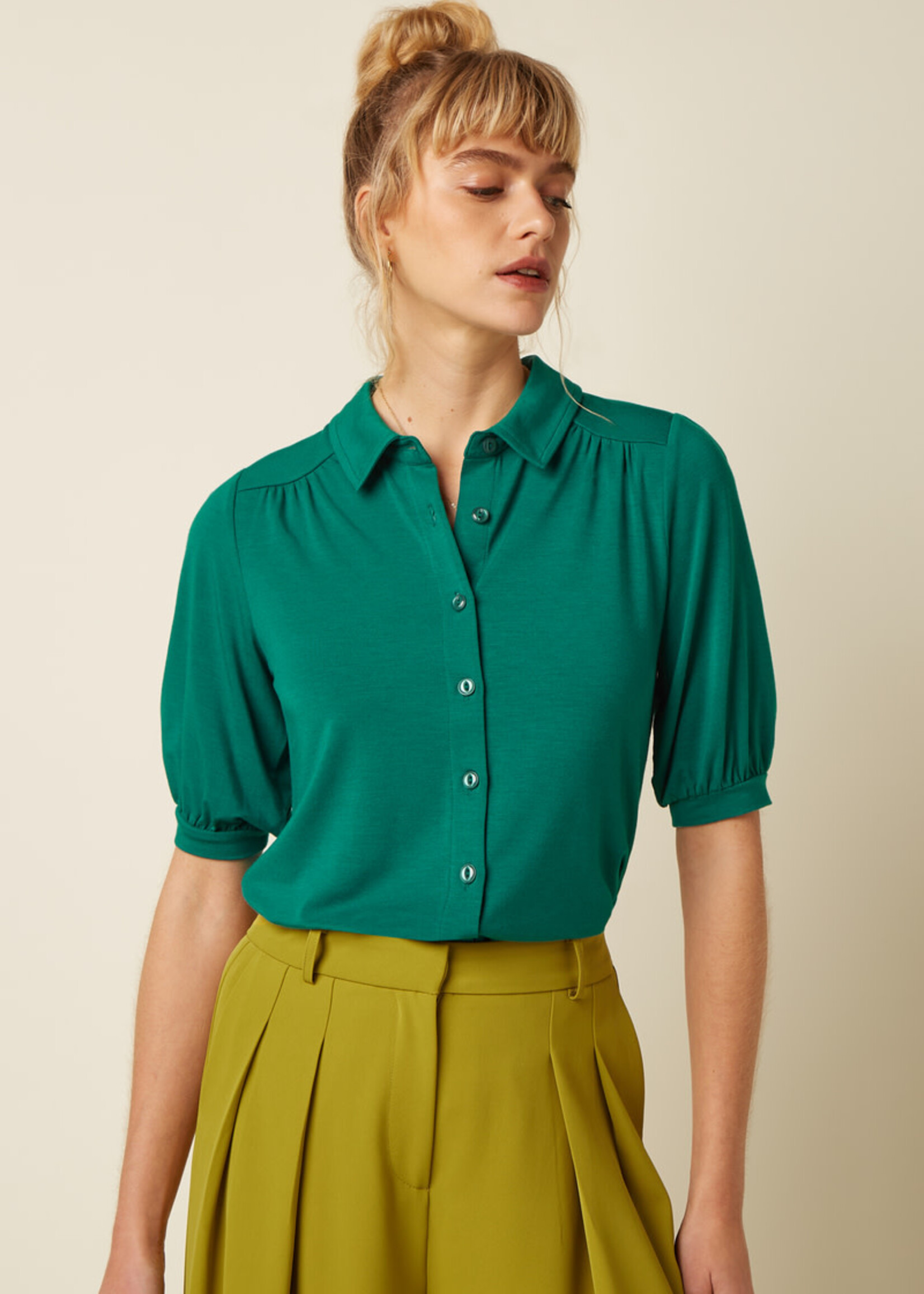 KING LOUIE KING LOUIE CARINA BLOUSE TULUM PONDEROSA GREEN