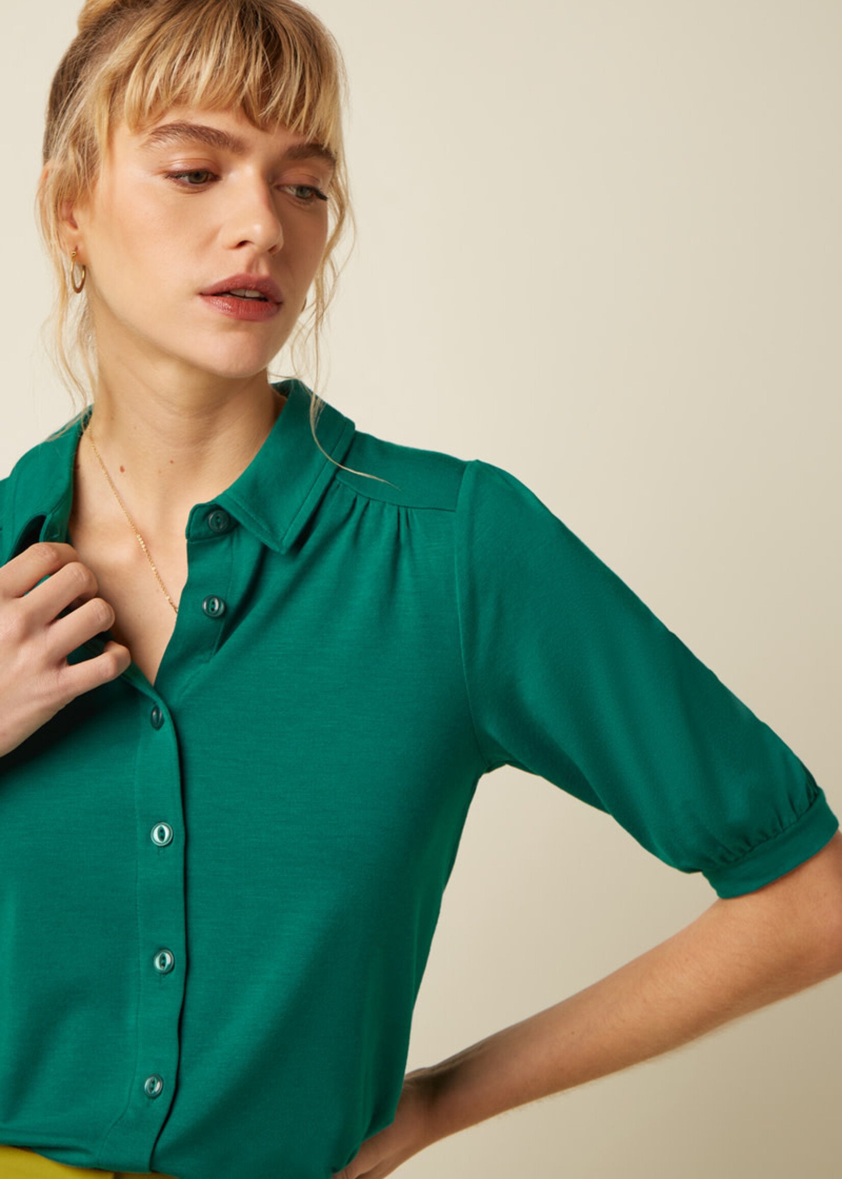 KING LOUIE KING LOUIE CARINA BLOUSE TULUM PONDEROSA GREEN