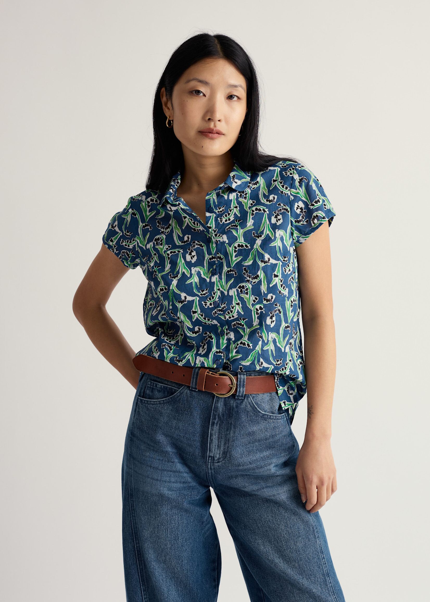 SEASALT CORNWALL SEASALT RUSHMAKER SHIRT PAINTY BLUEBELL DARK VOYAGE