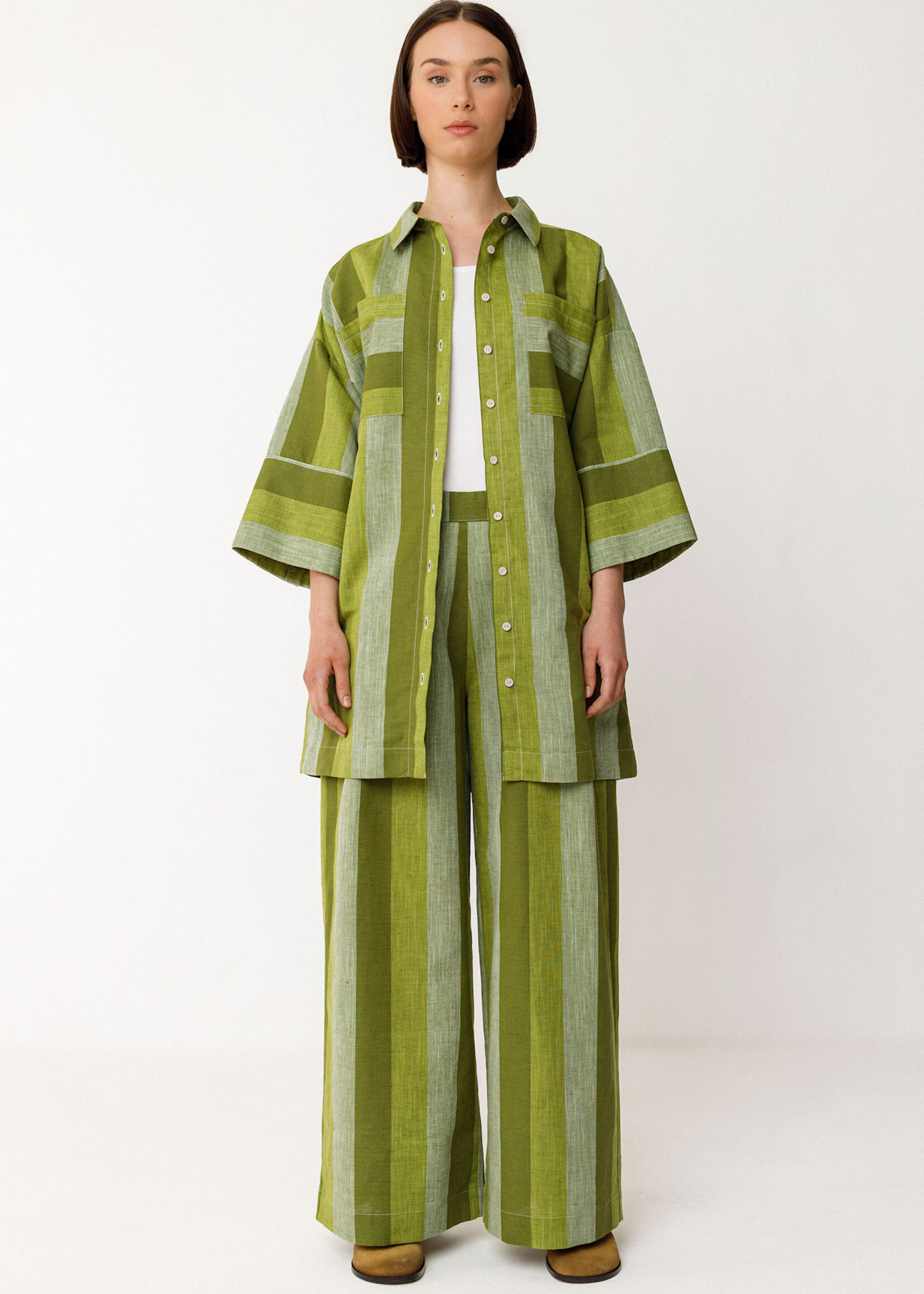 SKFK SKFK LUR TROUSER GREEN MULTI STRIPES