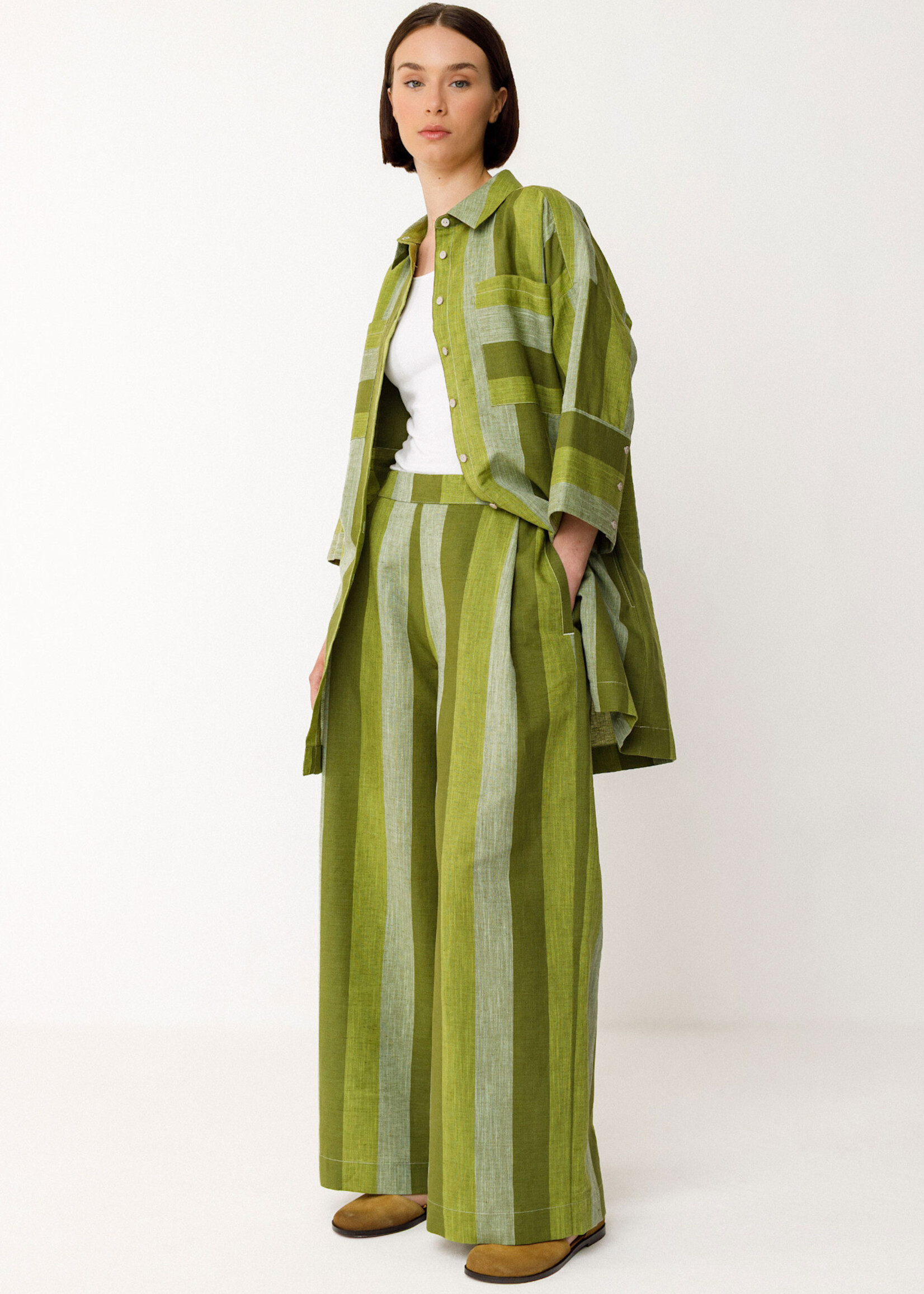 SKFK SKFK LUR TROUSER GREEN MULTI STRIPES