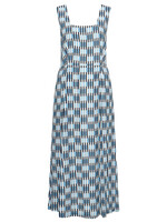 ZILCH ZILCH DRESS SQUARE NECK CHECK NAVY