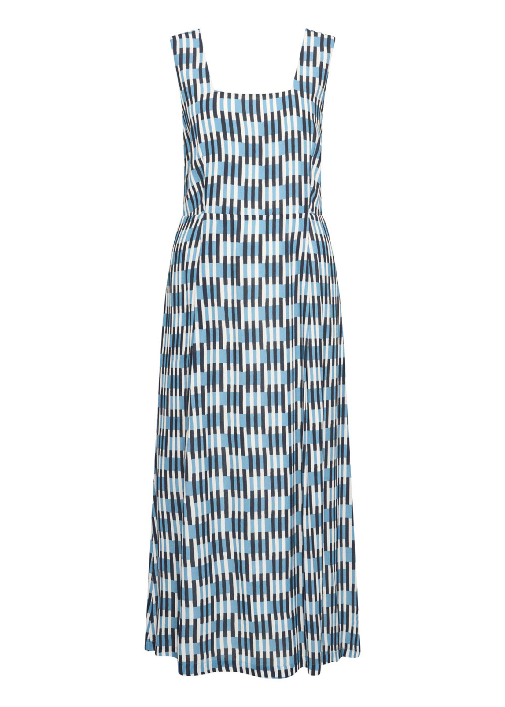 ZILCH ZILCH DRESS SQUARE NECK CHECK NAVY