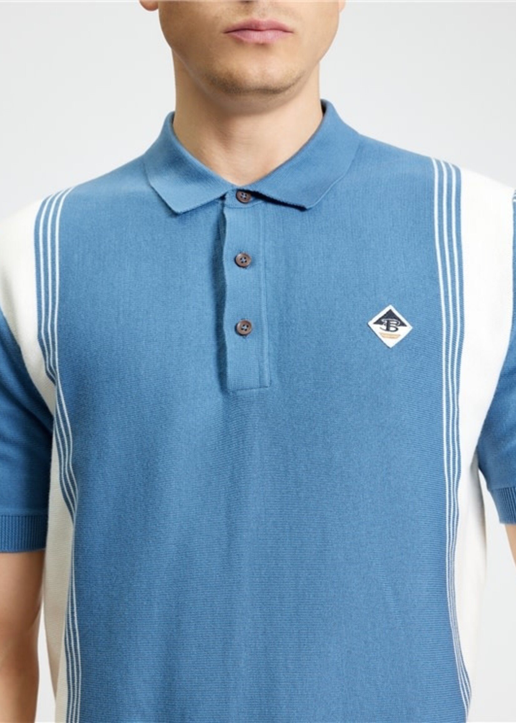 BEN SHERMAN BEN SHERMAN COLOUR BLOCK SPORT POLO RIVIERA BLUE