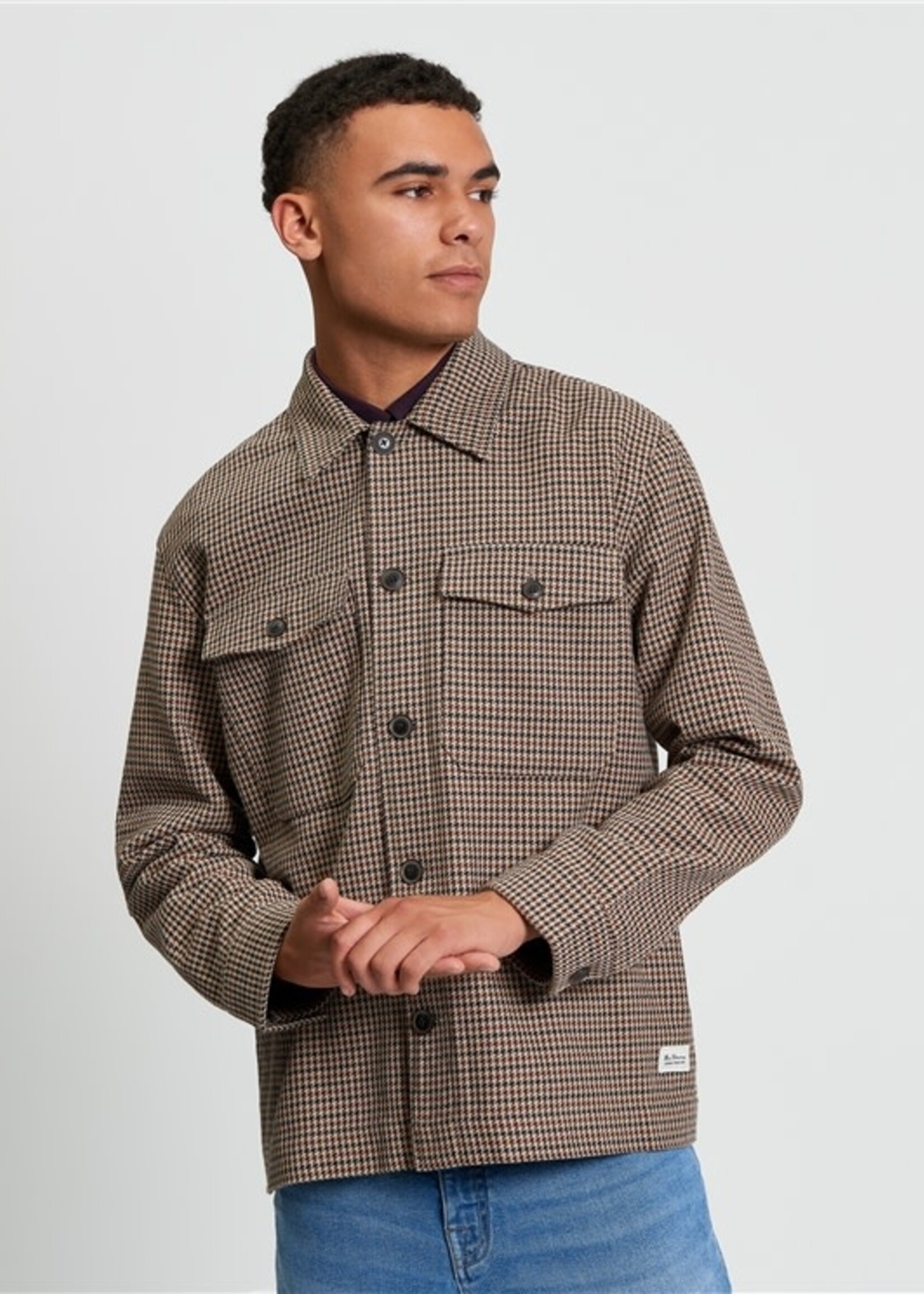 BEN SHERMAN BEN SHERMAN CHECK JACKET LIGHT BROWN