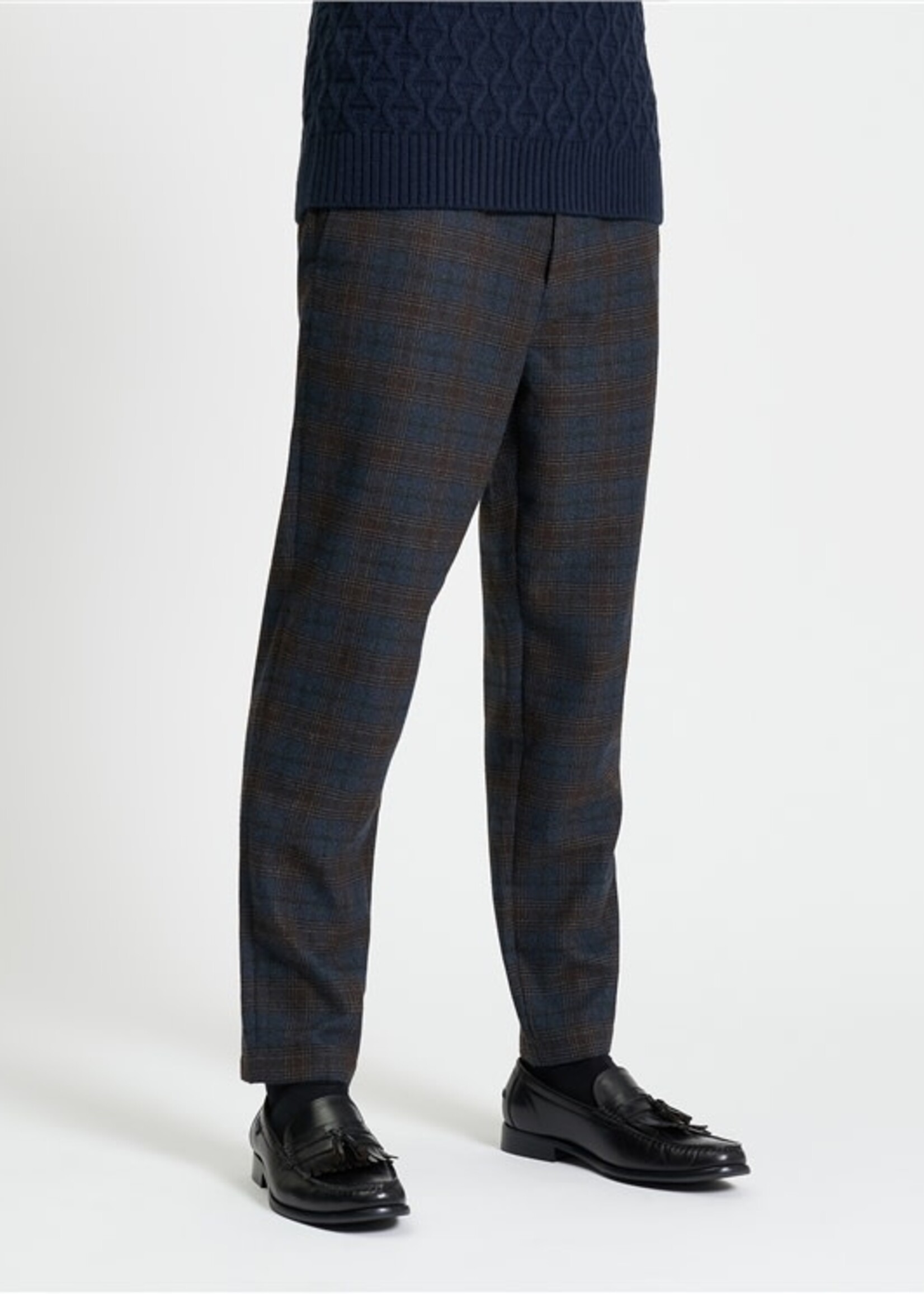 BEN SHERMAN BEN SHERMAN CHECK TROUSER DARK NAVY