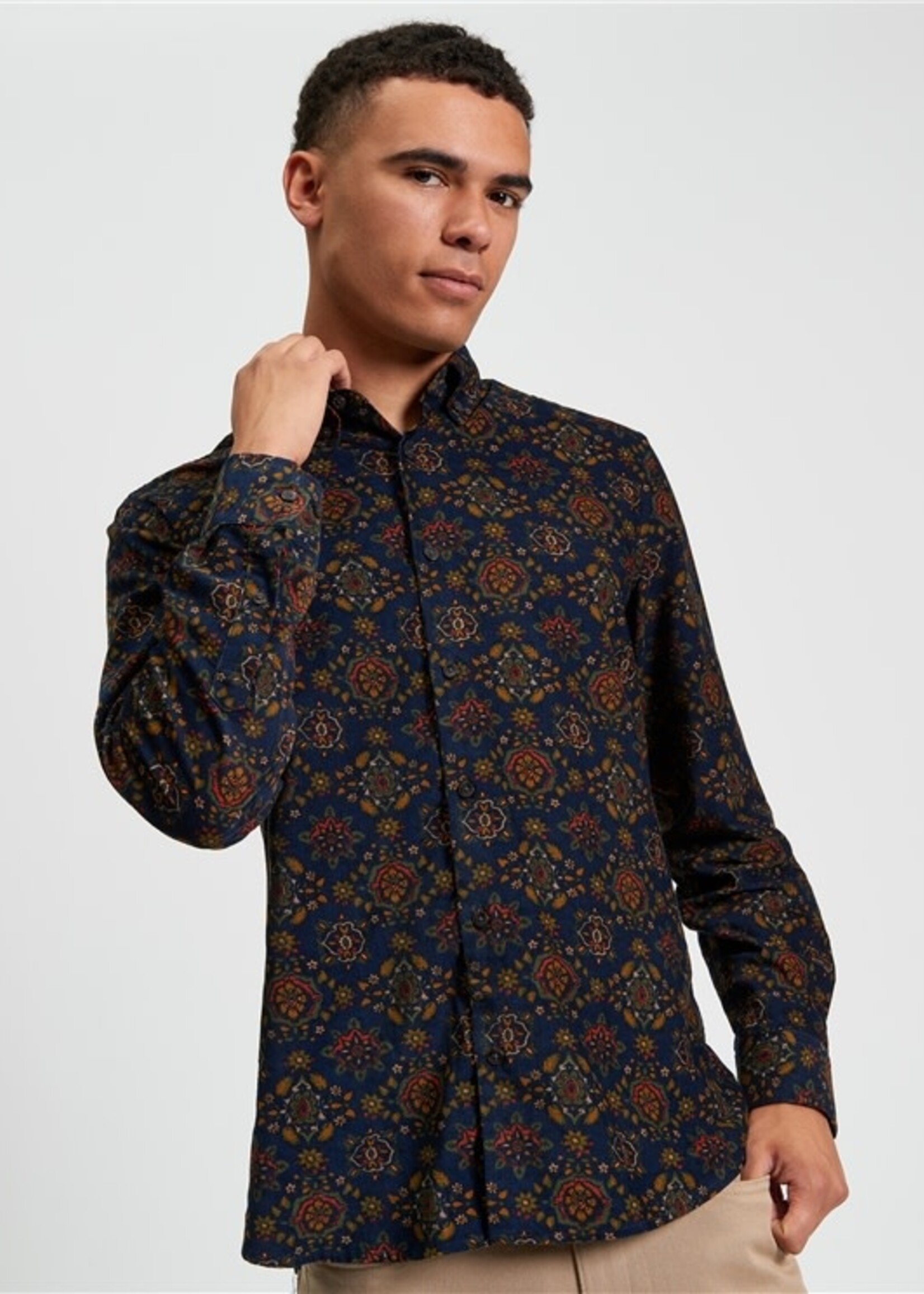 BEN SHERMAN BEN SHERMAN FLORAL PRINT CORD SHIRT KHAKI