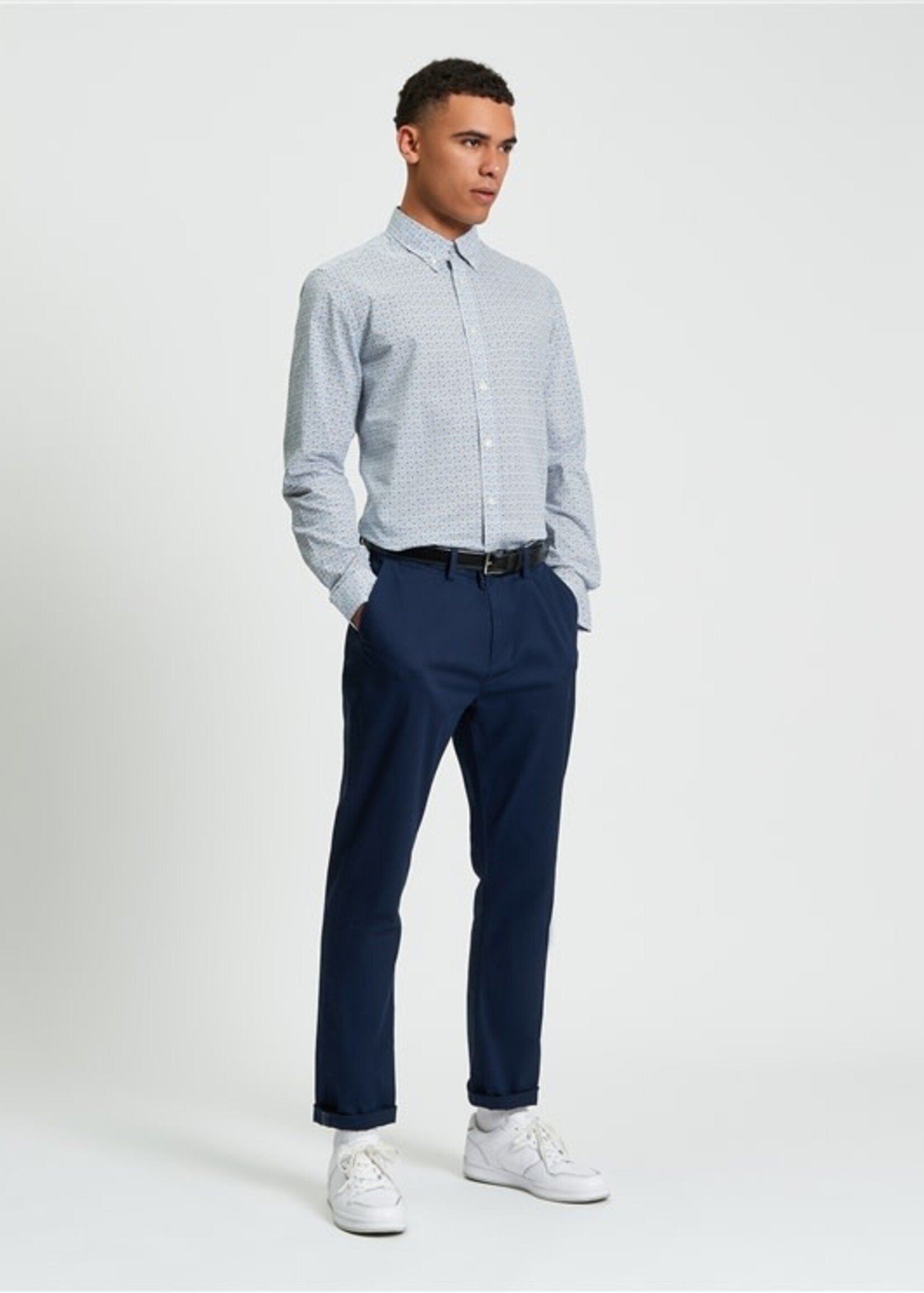 BEN SHERMAN BEN SHERMAN SPLIT GEO PRINT SHIRT PALE BLUE